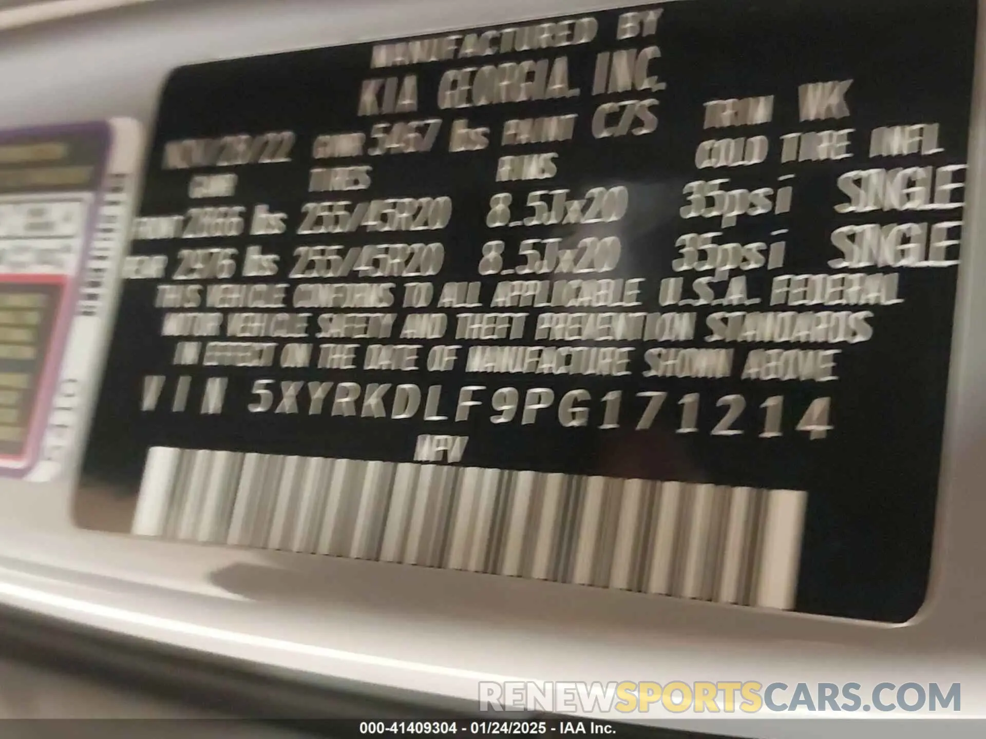 9 fotografías del automóvil dañado 5XYRKDLF9PG171214 KIA SORENTO 2023