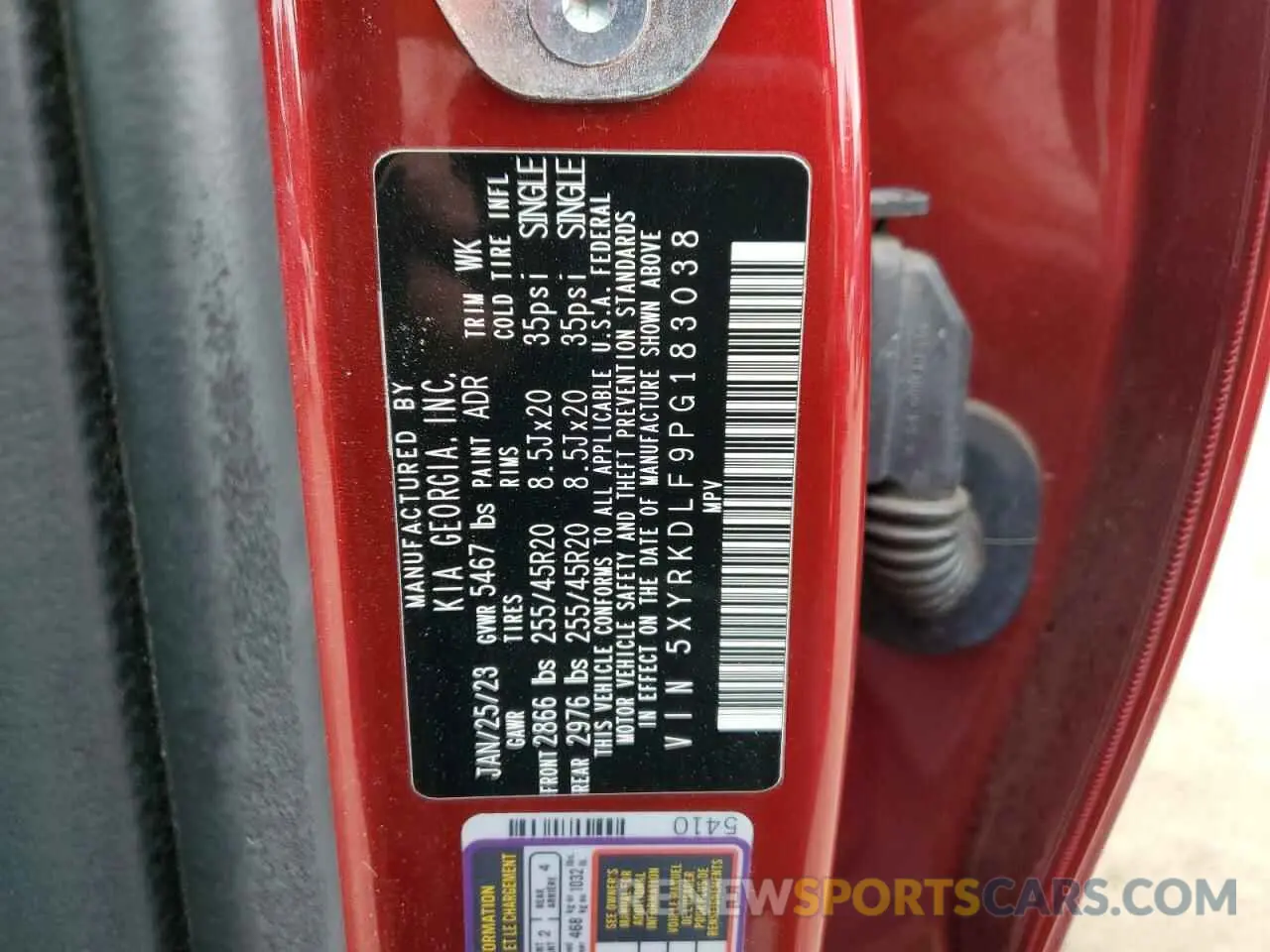 14 fotografías del automóvil dañado 5XYRKDLF9PG183038 KIA SORENTO 2023