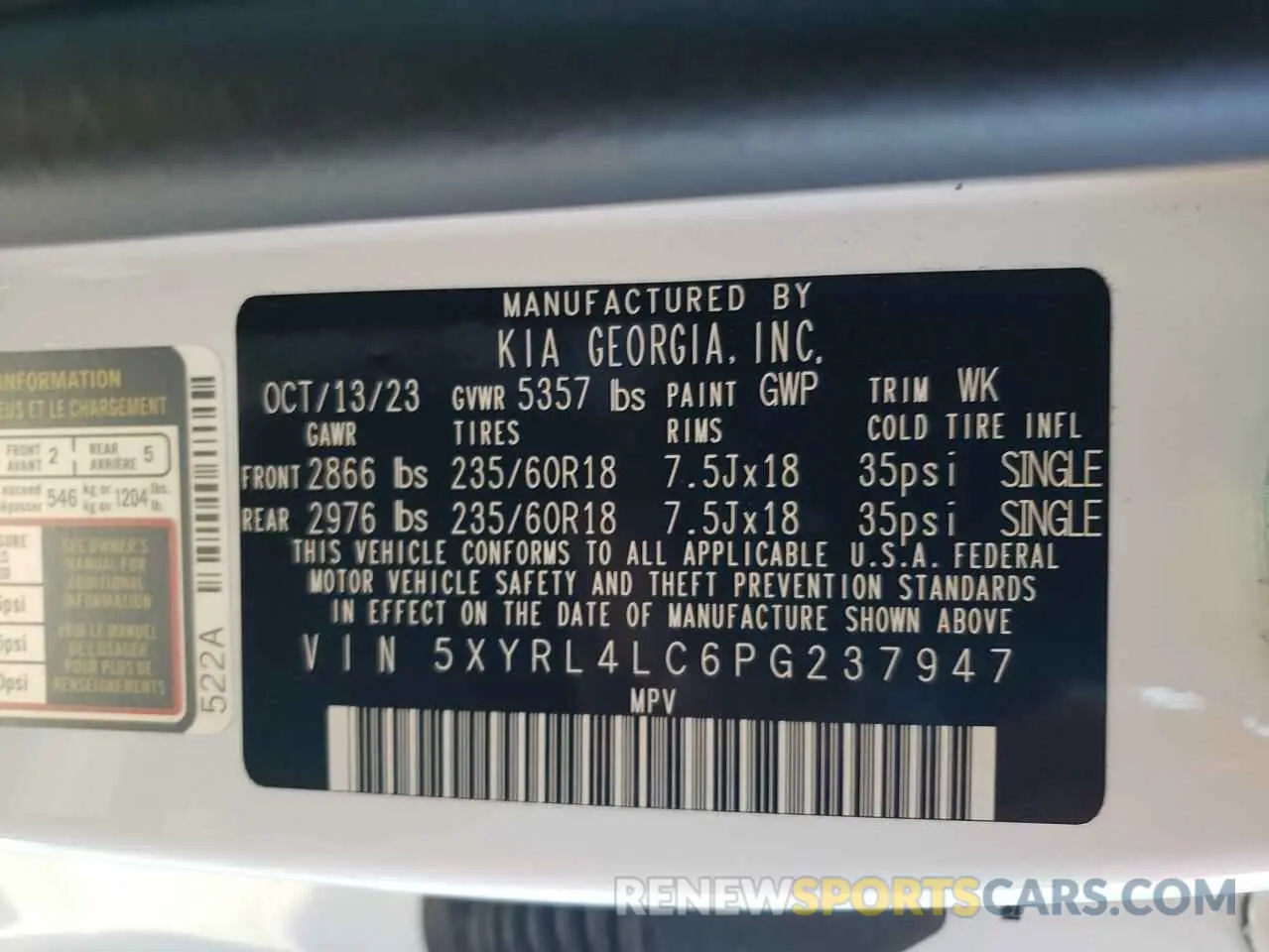 16 fotografías del automóvil dañado 5XYRL4LC6PG237947 KIA SORENTO 2023