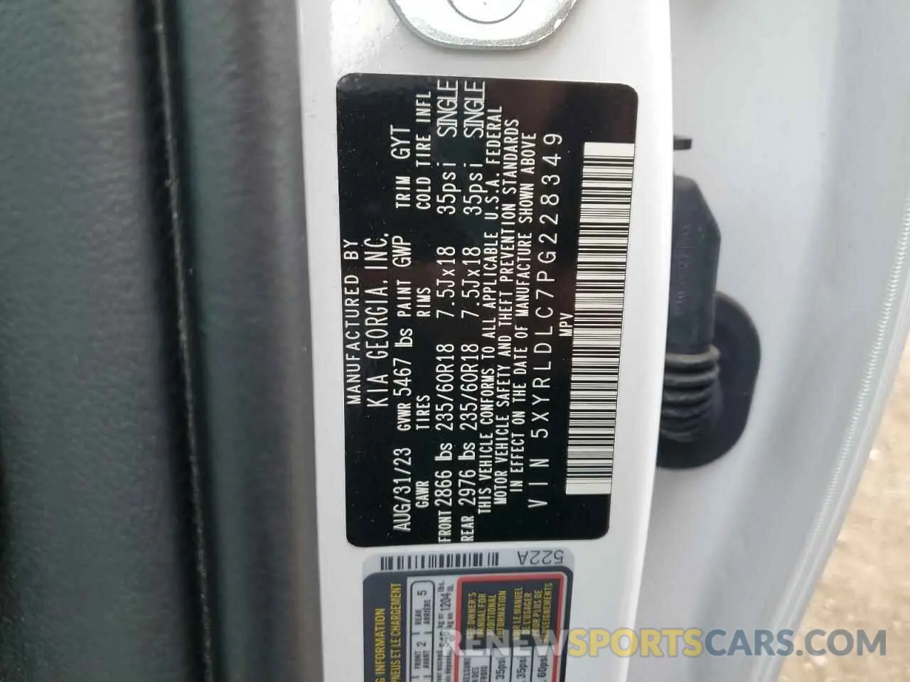 16 fotografías del automóvil dañado 5XYRLDLC7PG228349 KIA SORENTO 2023