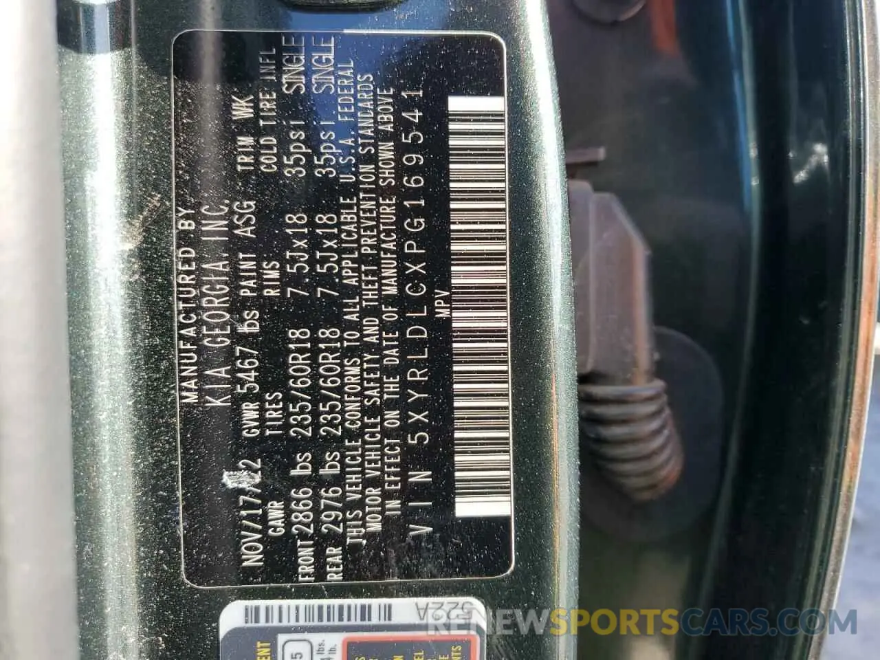 14 fotografías del automóvil dañado 5XYRLDLCXPG169541 KIA SORENTO 2023