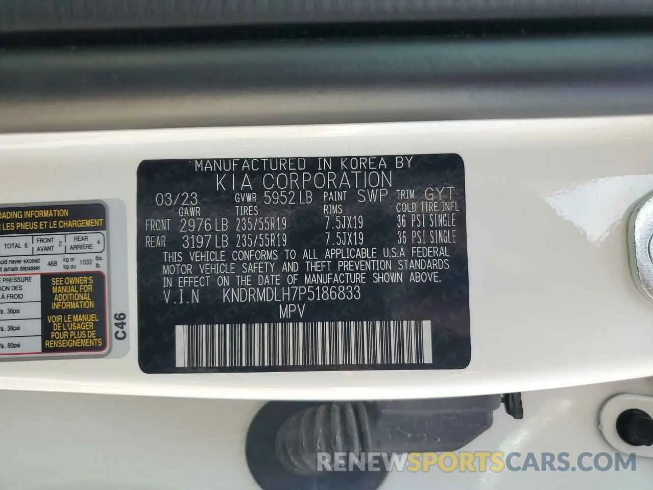 14 fotografías del automóvil dañado KNDRMDLH7P5186833 KIA SORENTO 2023
