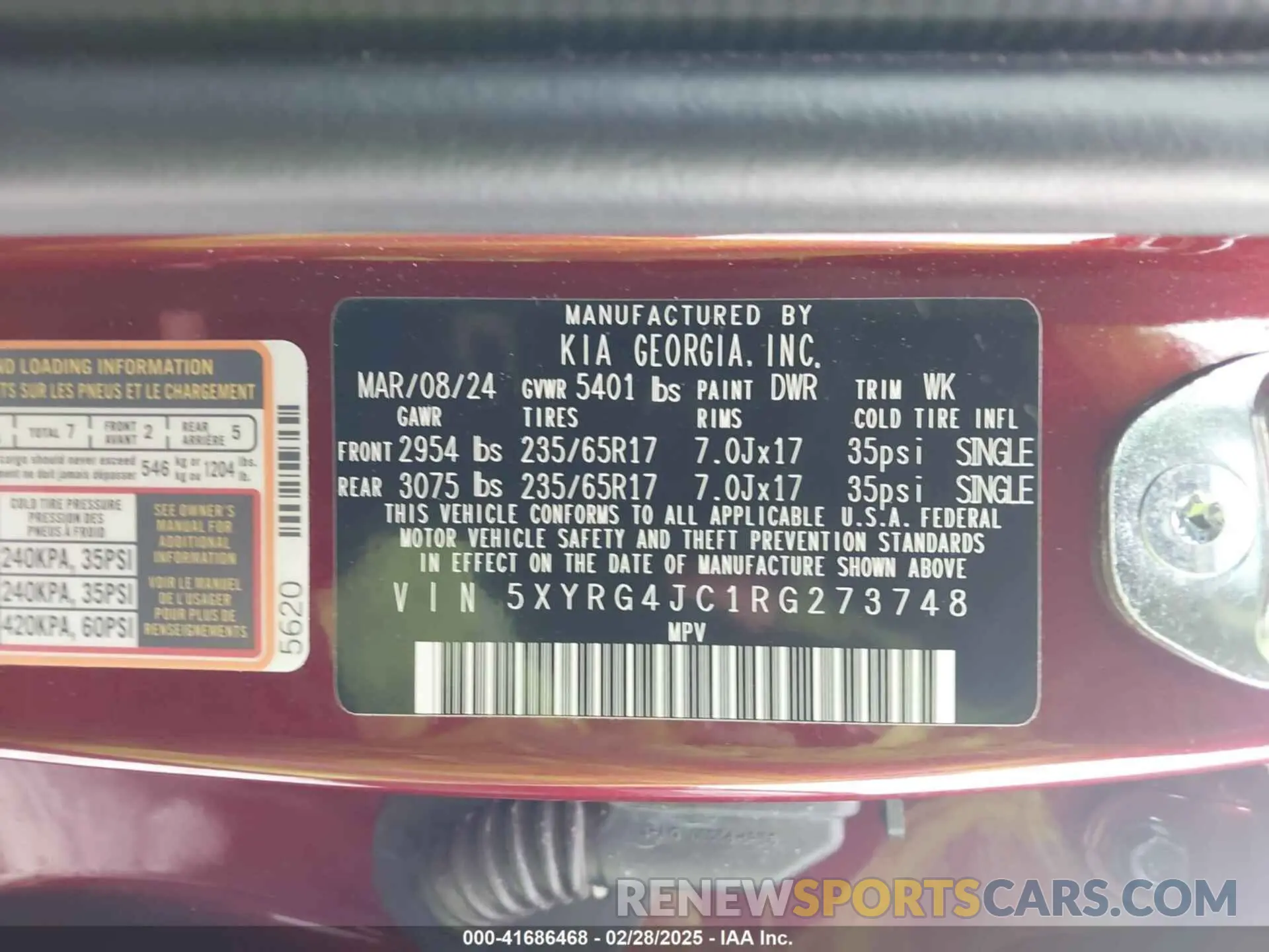 9 fotografías del automóvil dañado 5XYRG4JC1RG273748 KIA SORENTO 2024
