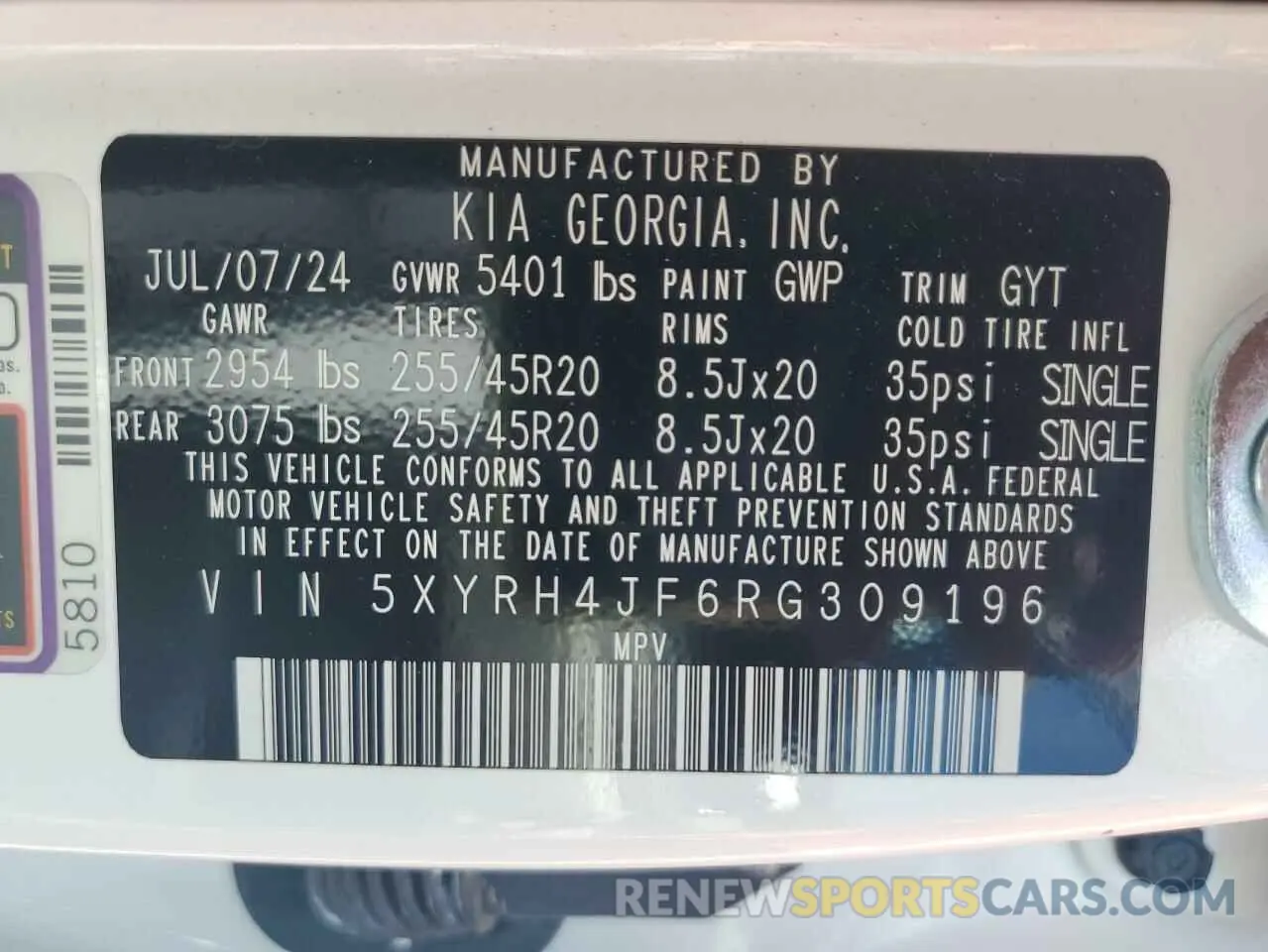 13 fotografías del automóvil dañado 5XYRH4JF6RG309196 KIA SORENTO 2024