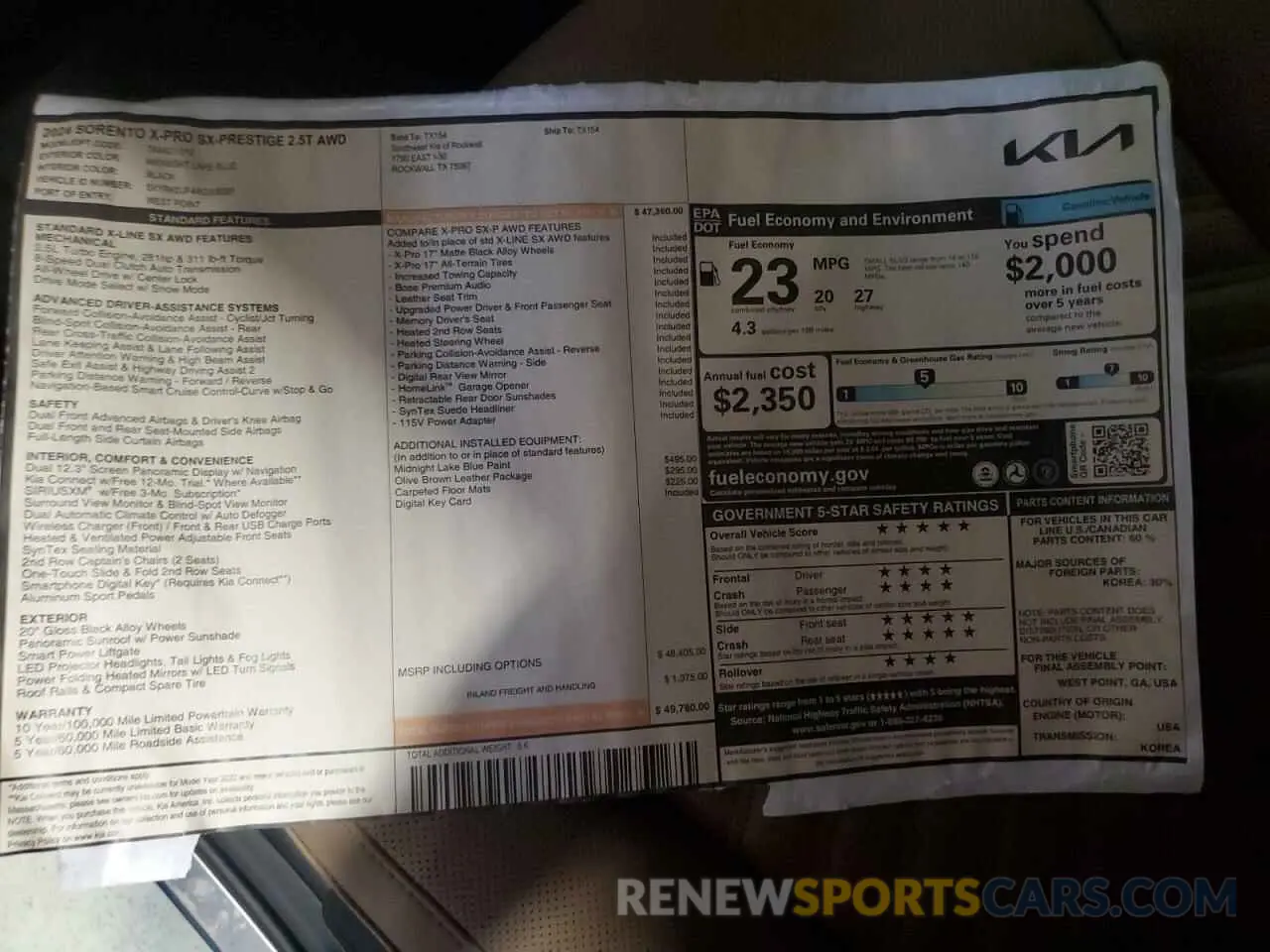 13 fotografías del automóvil dañado 5XYRKDJF4RG308291 KIA SORENTO 2024