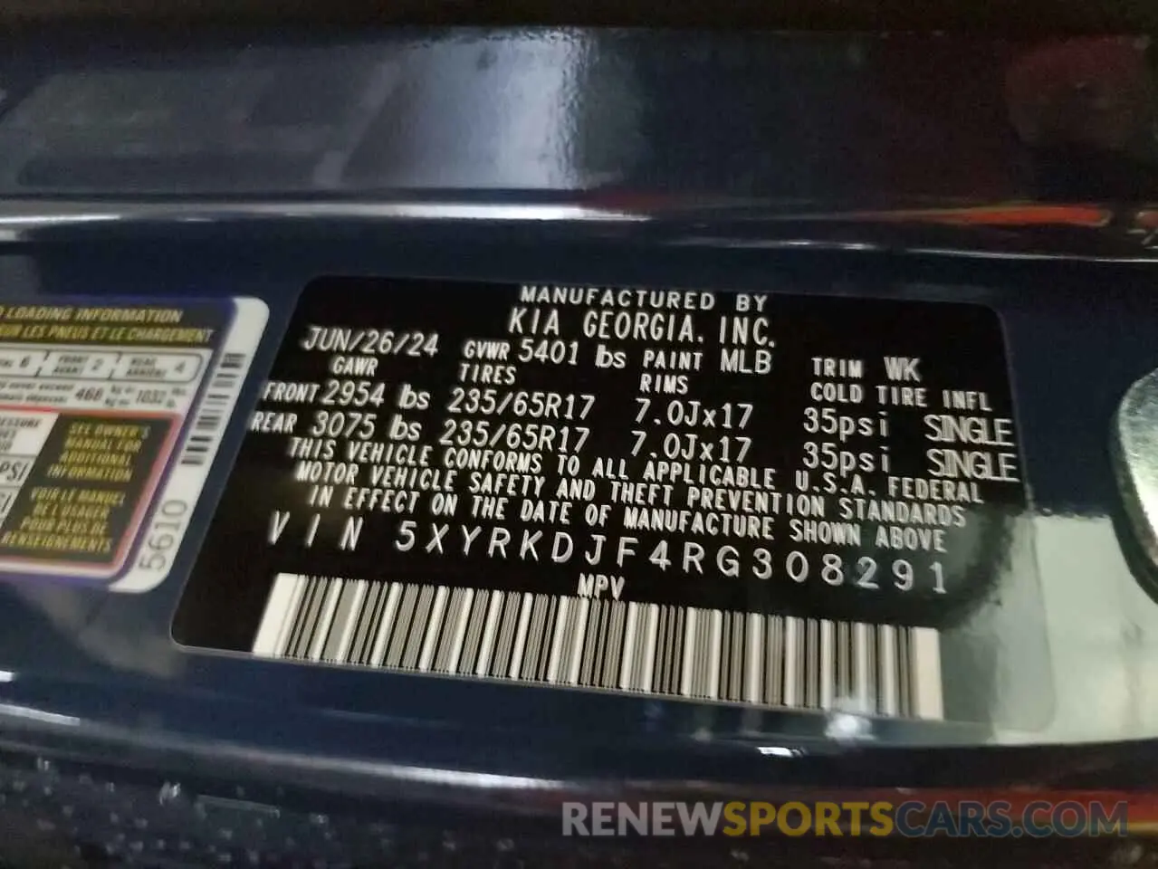 14 fotografías del automóvil dañado 5XYRKDJF4RG308291 KIA SORENTO 2024