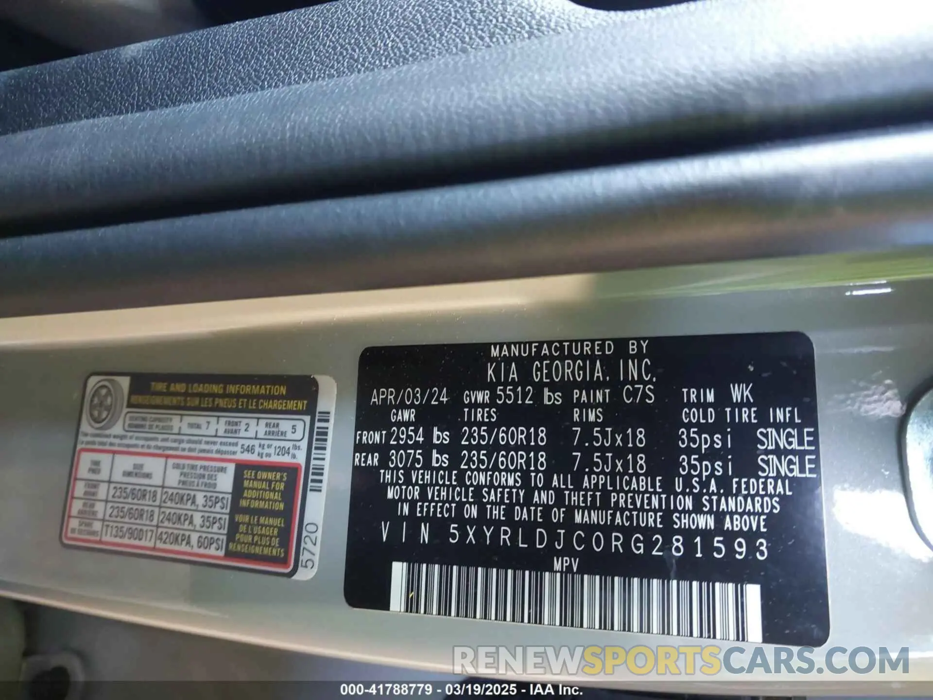 9 fotografías del automóvil dañado 5XYRLDJC0RG281593 KIA SORENTO 2024