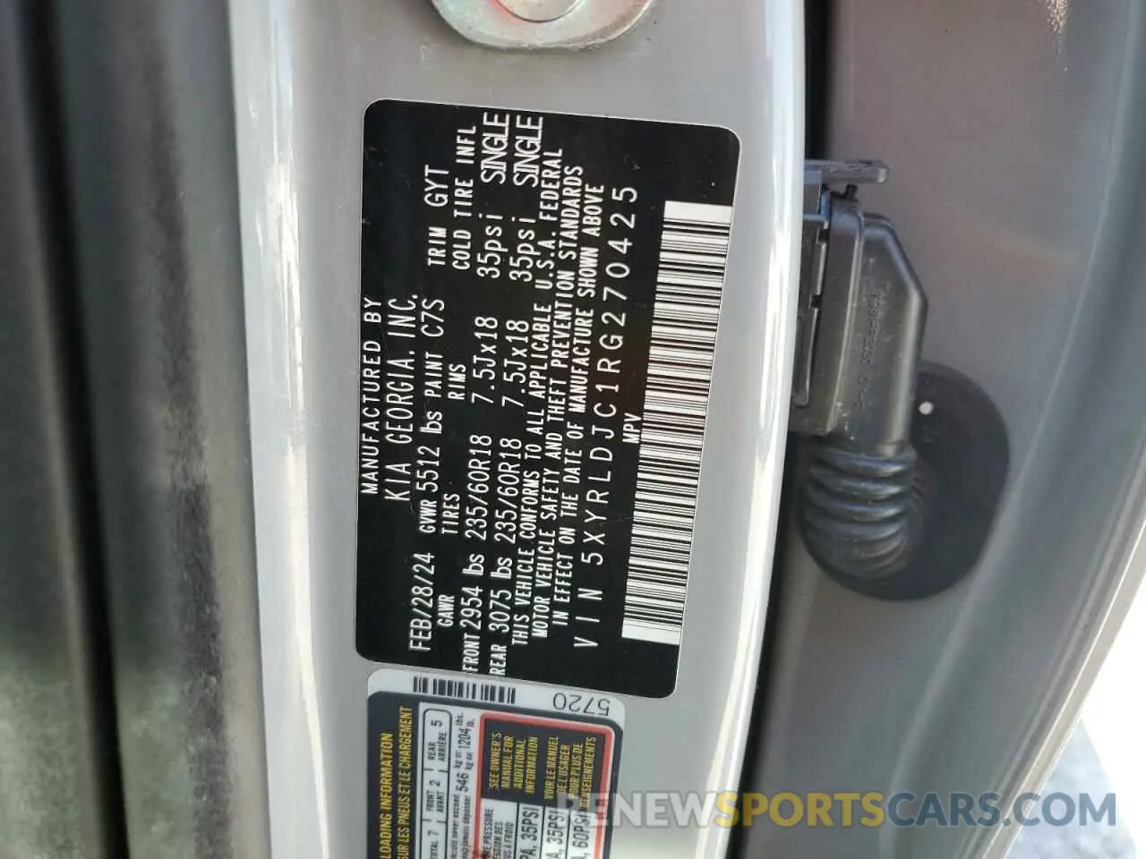 13 fotografías del automóvil dañado 5XYRLDJC1RG270425 KIA SORENTO 2024