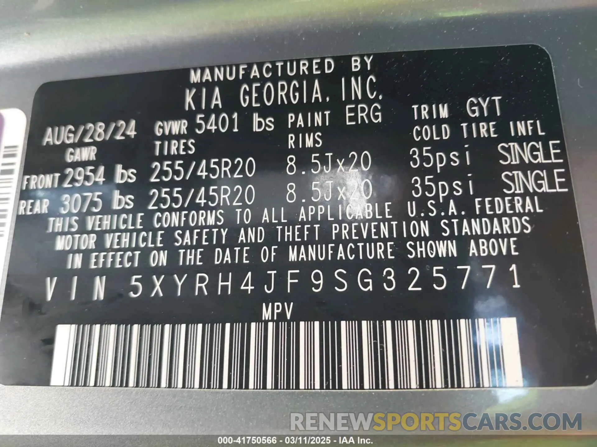9 fotografías del automóvil dañado 5XYRH4JF9SG325771 KIA SORENTO 2025