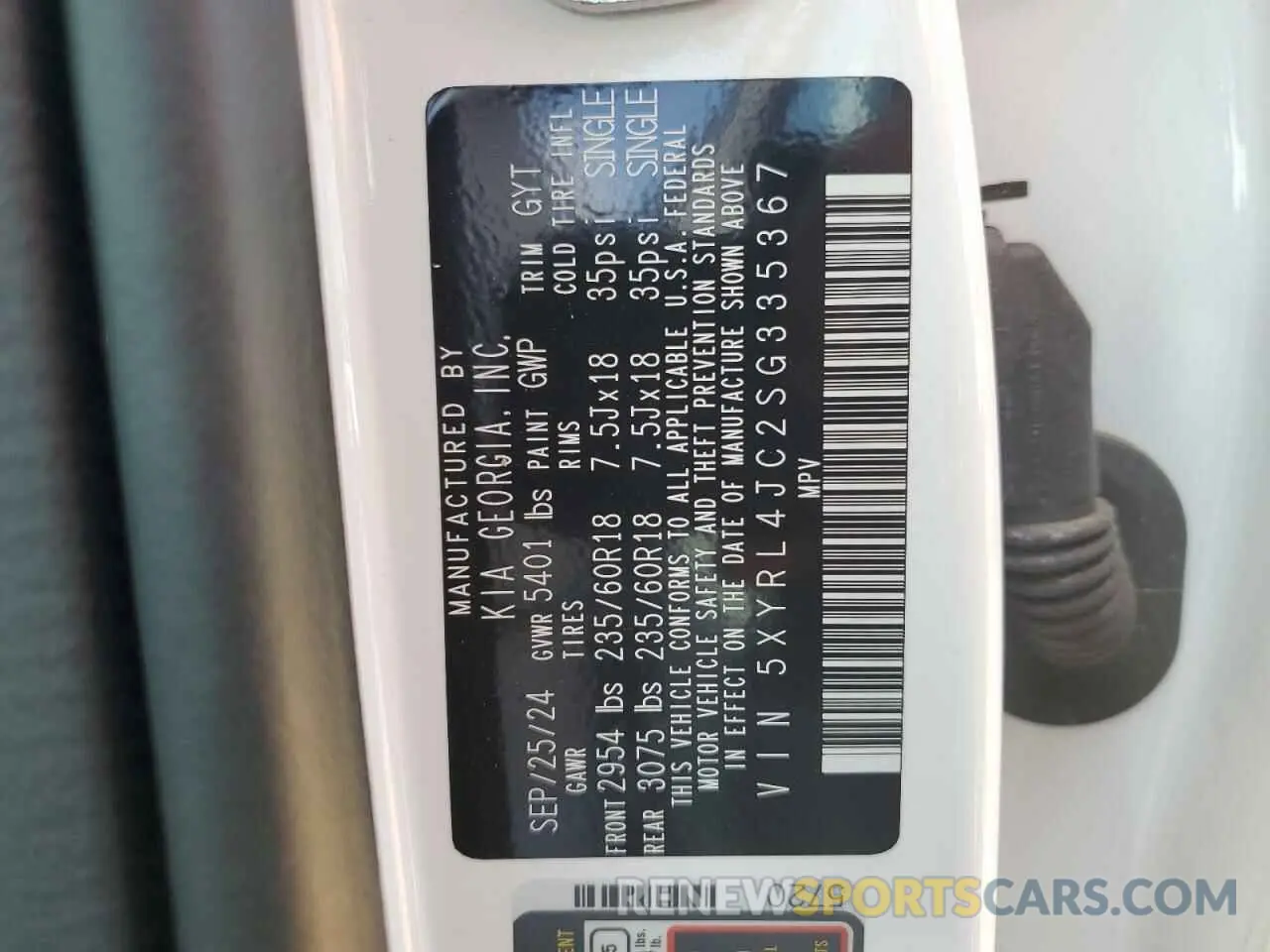 13 fotografías del automóvil dañado 5XYRL4JC2SG335367 KIA SORENTO 2025