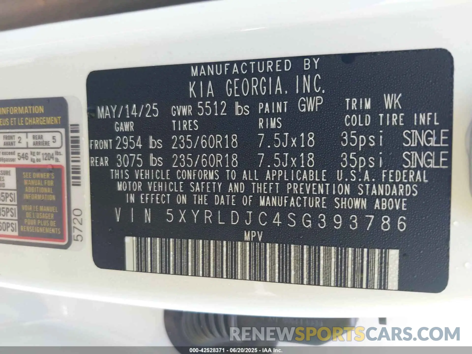 9 fotografías del automóvil dañado 5XYRLDJC4SG393786 KIA SORENTO 2025