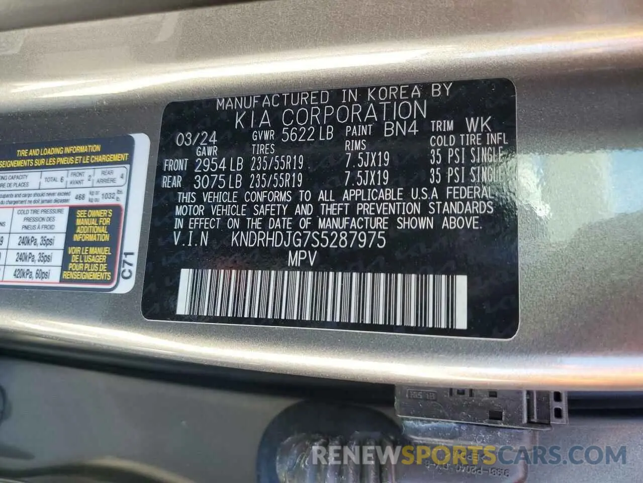 14 fotografías del automóvil dañado KNDRHDJG7S5287975 KIA SORENTO 2025