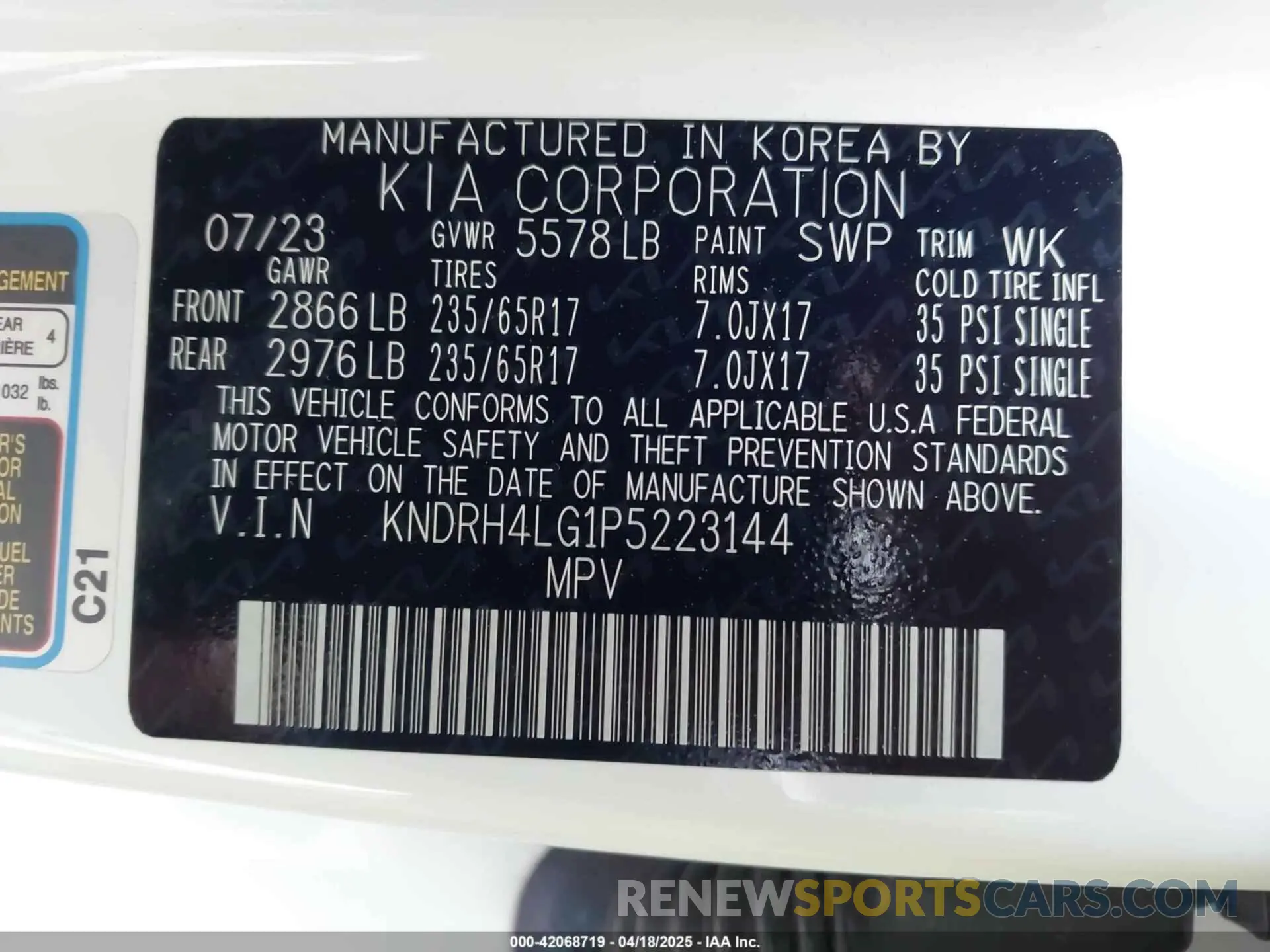 9 fotografías del automóvil dañado KNDRH4LG1P5223144 KIA SORENTO HYBRID 2023