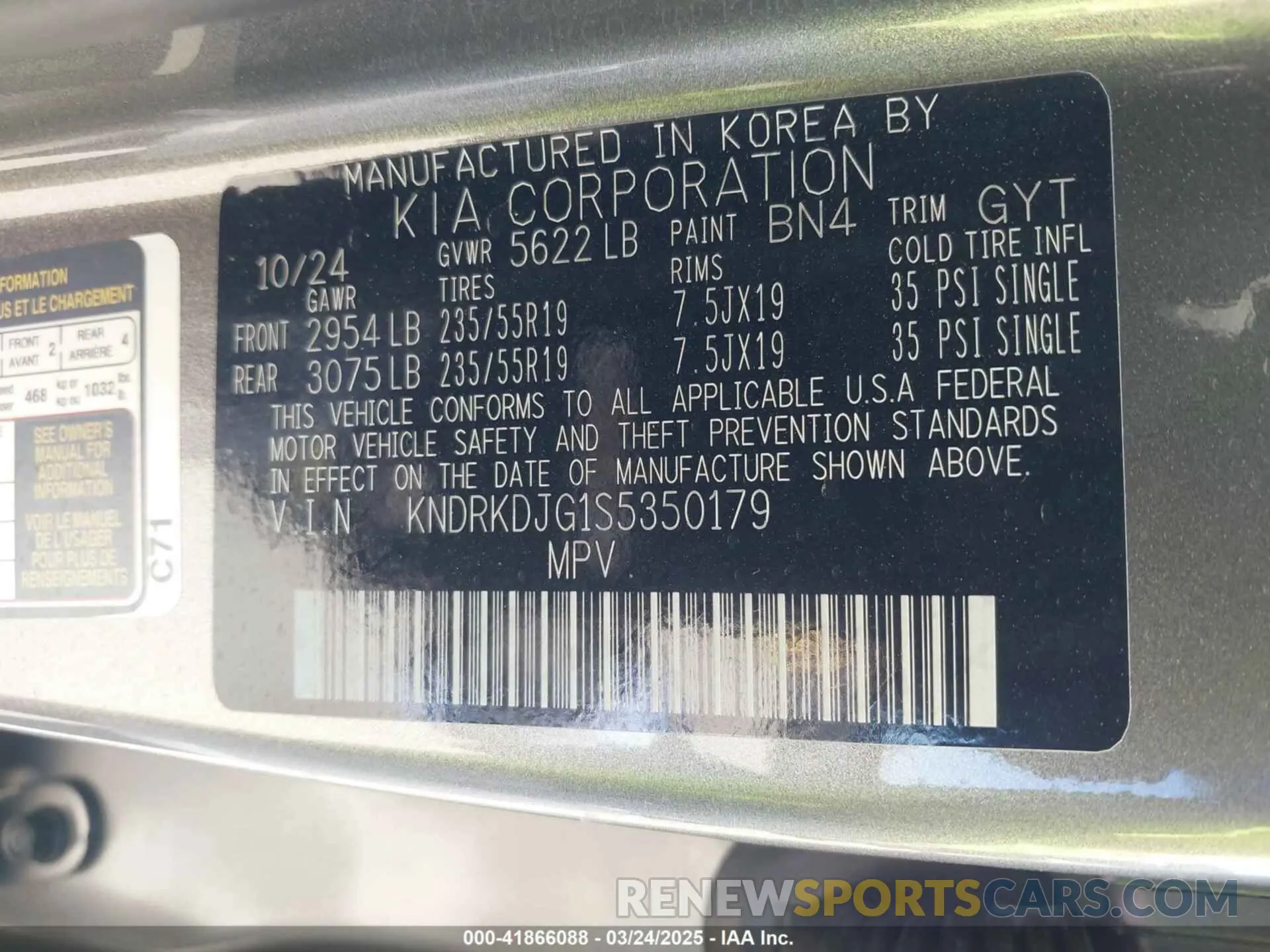 9 fotografías del automóvil dañado KNDRKDJG1S5350179 KIA SORENTO HYBRID 2025
