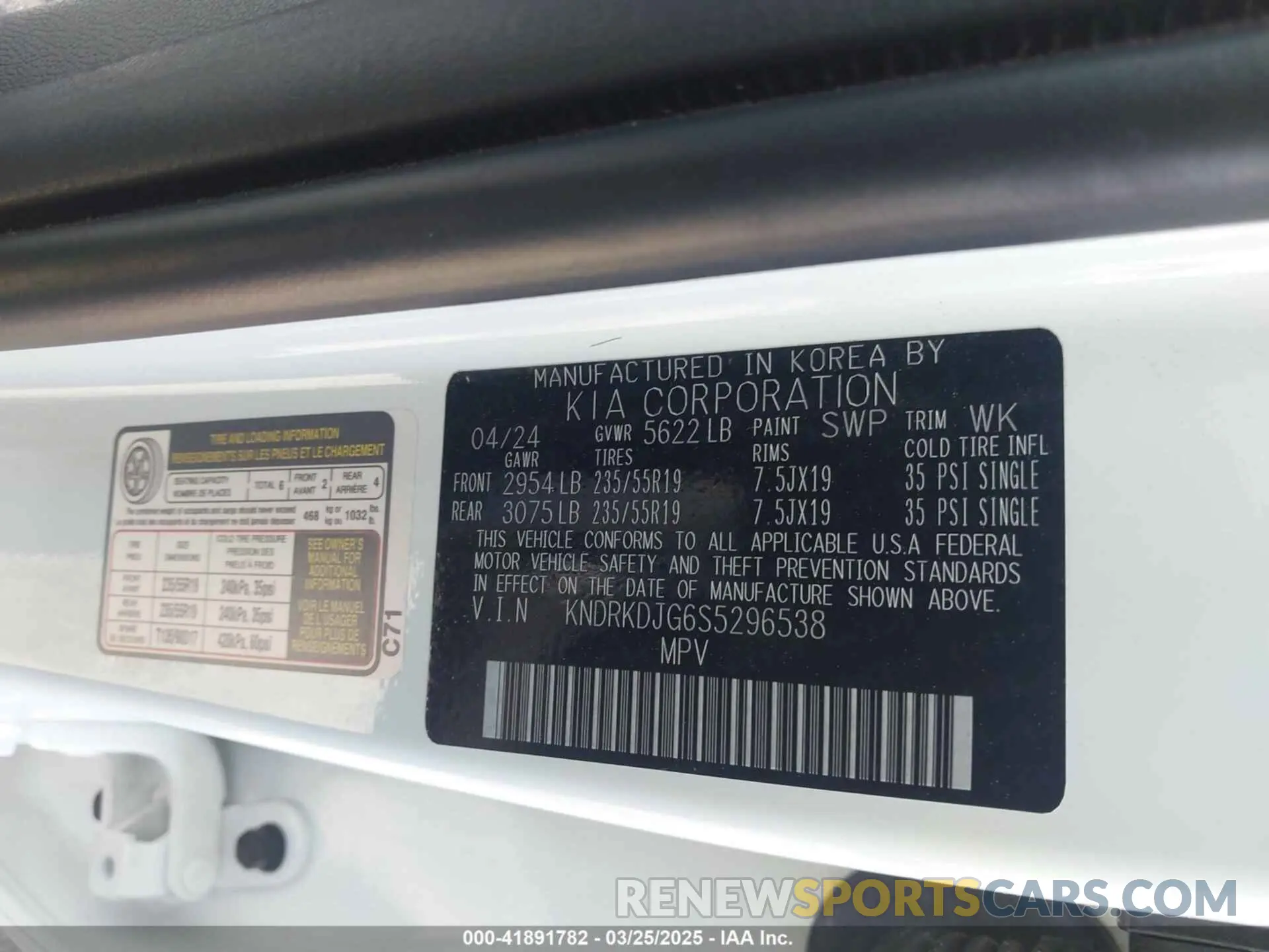 9 fotografías del automóvil dañado KNDRKDJG6S5296538 KIA SORENTO HYBRID 2025