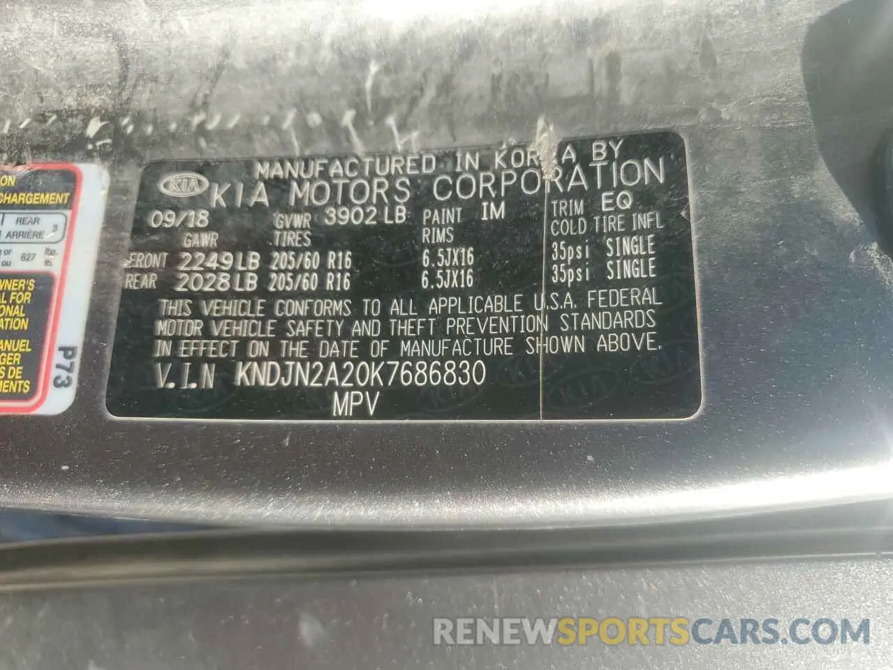 14 fotografías del automóvil dañado KNDJN2A20K7686830 KIA SOUL 2019