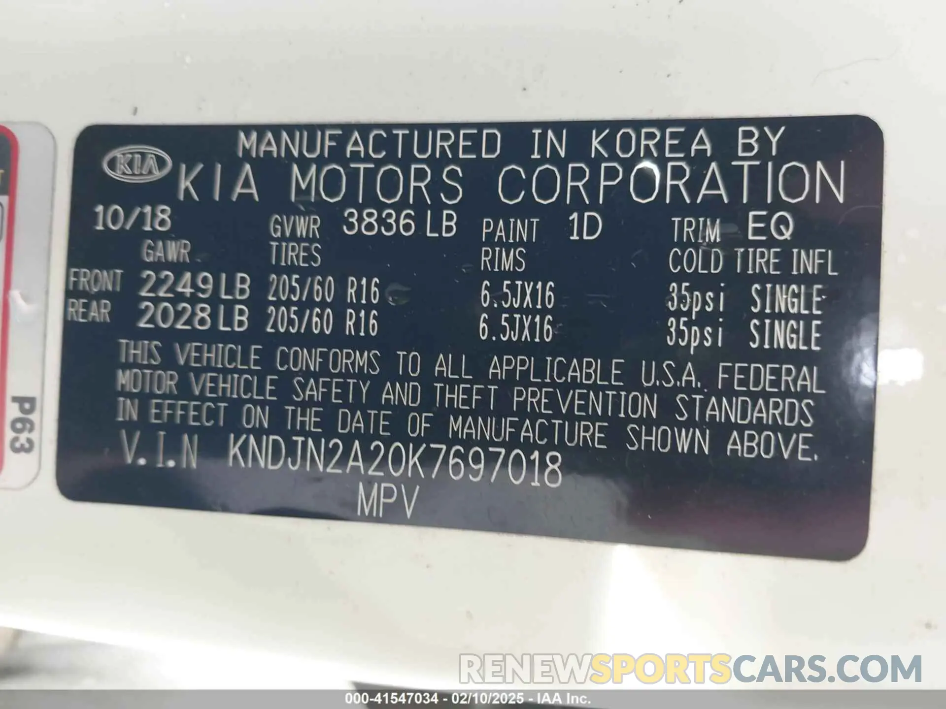 9 fotografías del automóvil dañado KNDJN2A20K7697018 KIA SOUL 2019