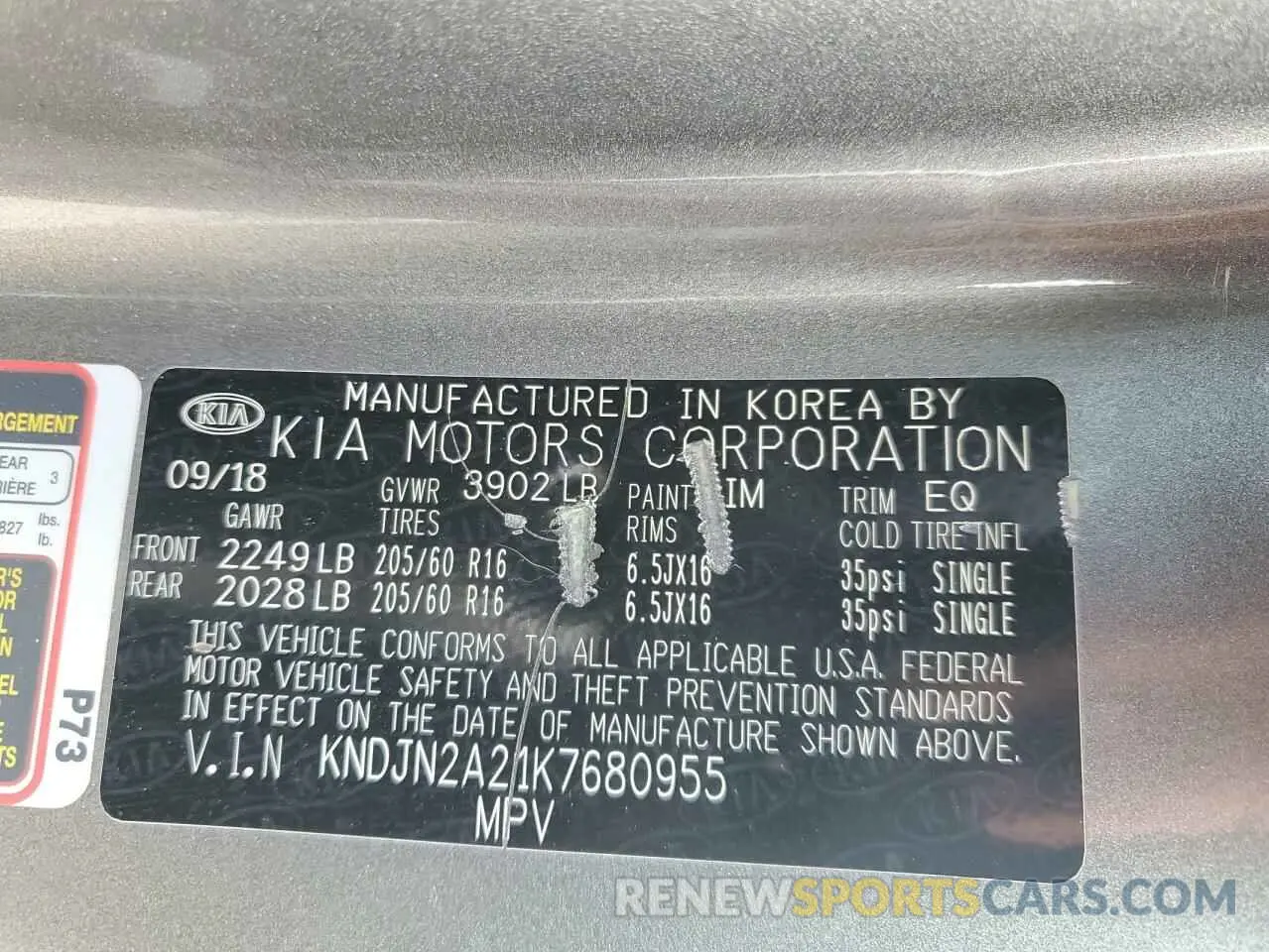 13 fotografías del automóvil dañado KNDJN2A21K7680955 KIA SOUL 2019