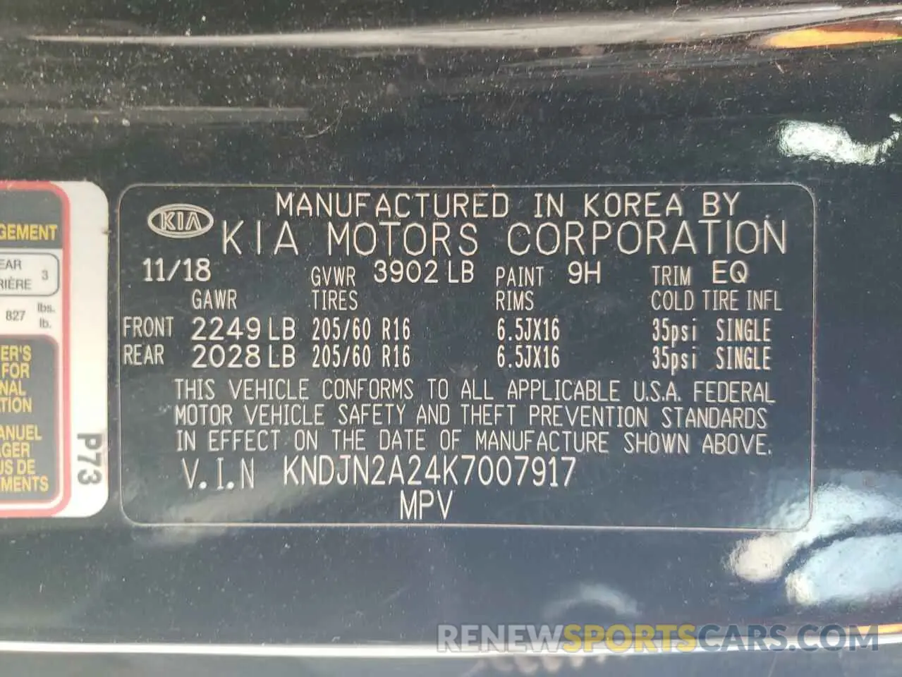 13 fotografías del automóvil dañado KNDJN2A24K7007917 KIA SOUL 2019