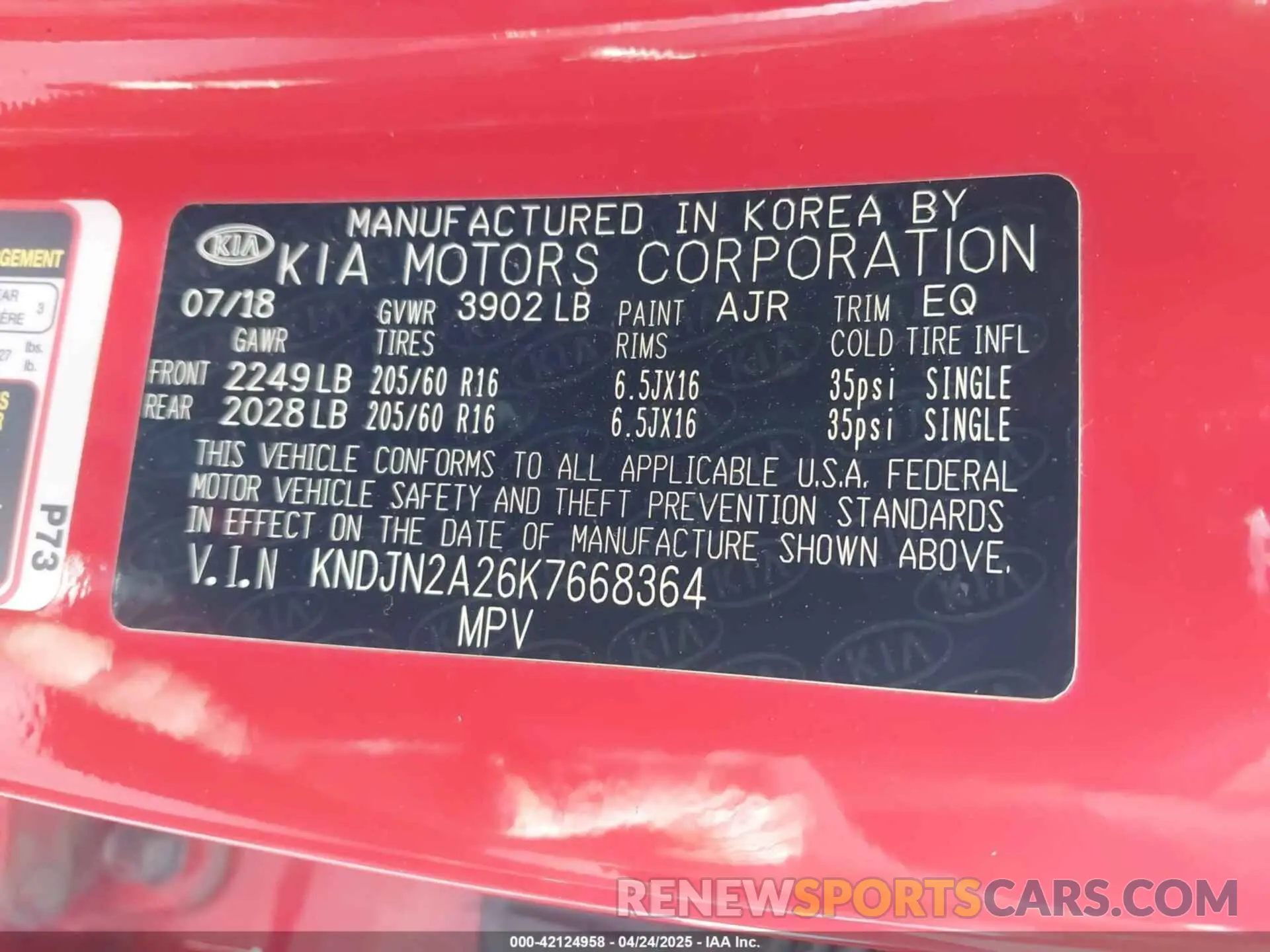 9 fotografías del automóvil dañado KNDJN2A26K7668364 KIA SOUL 2019