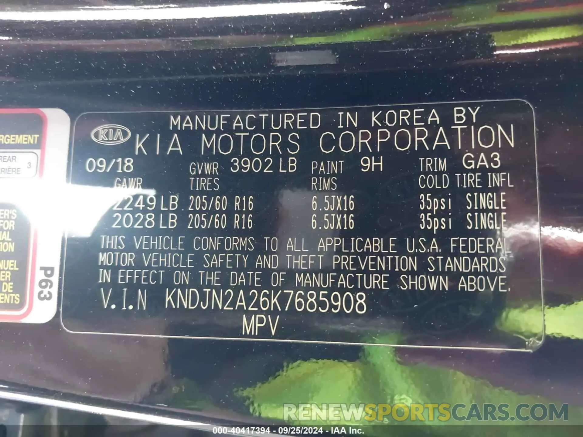9 fotografías del automóvil dañado KNDJN2A26K7685908 KIA SOUL 2019
