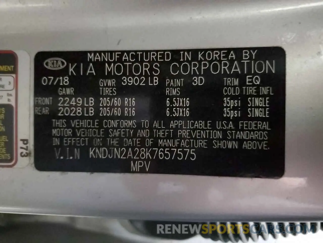 12 fotografías del automóvil dañado KNDJN2A28K7657575 KIA SOUL 2019