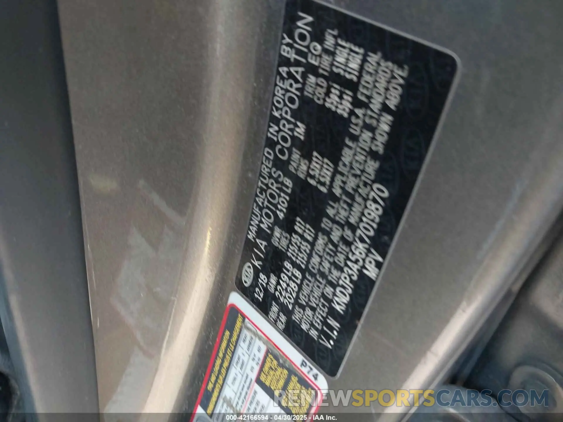 9 fotografías del automóvil dañado KNDJP3A56K7019870 KIA SOUL 2019