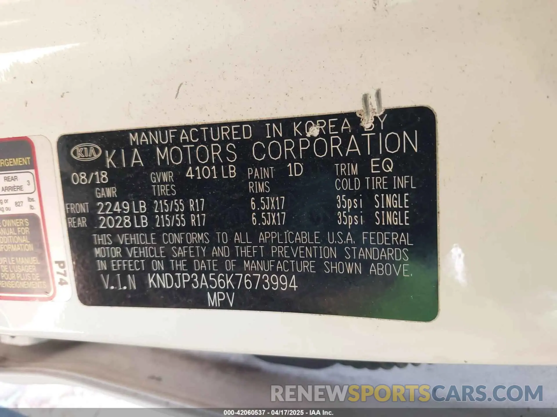 9 fotografías del automóvil dañado KNDJP3A56K7673994 KIA SOUL 2019