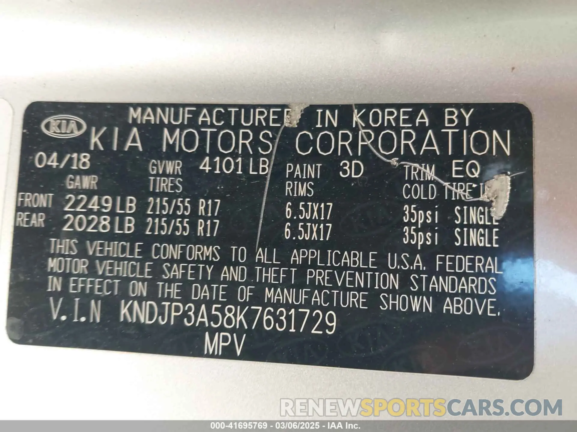 9 fotografías del automóvil dañado KNDJP3A58K7631729 KIA SOUL 2019