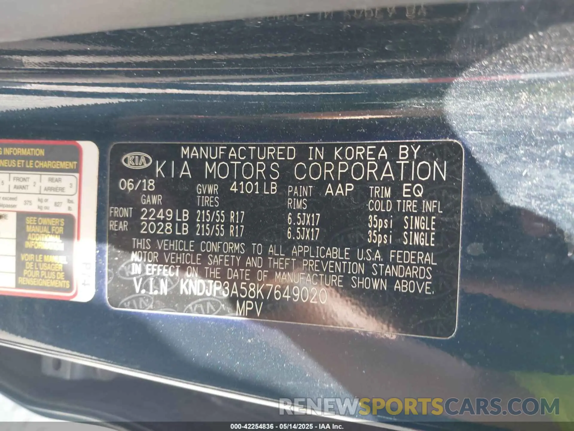 9 fotografías del automóvil dañado KNDJP3A58K7649020 KIA SOUL 2019