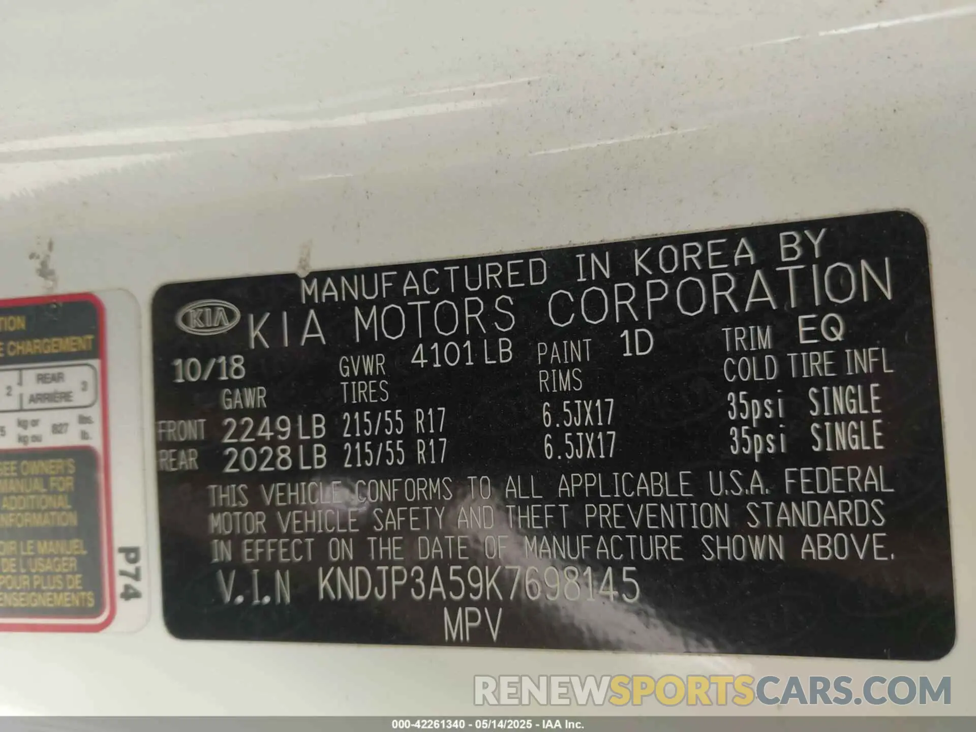 9 fotografías del automóvil dañado KNDJP3A59K7698145 KIA SOUL 2019