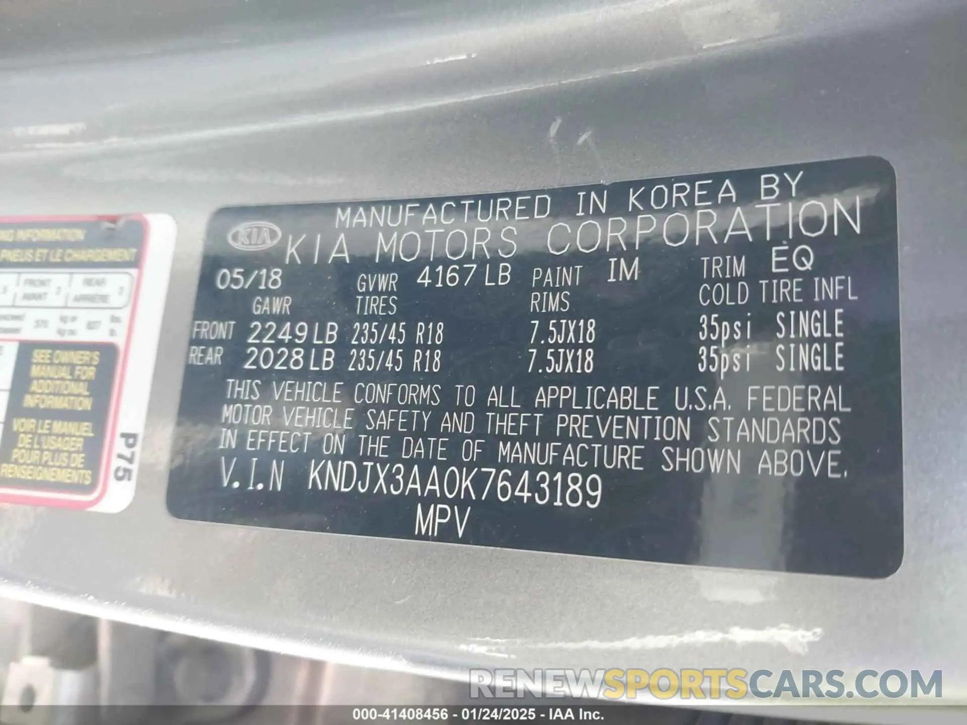 9 fotografías del automóvil dañado KNDJX3AA0K7643189 KIA SOUL 2019