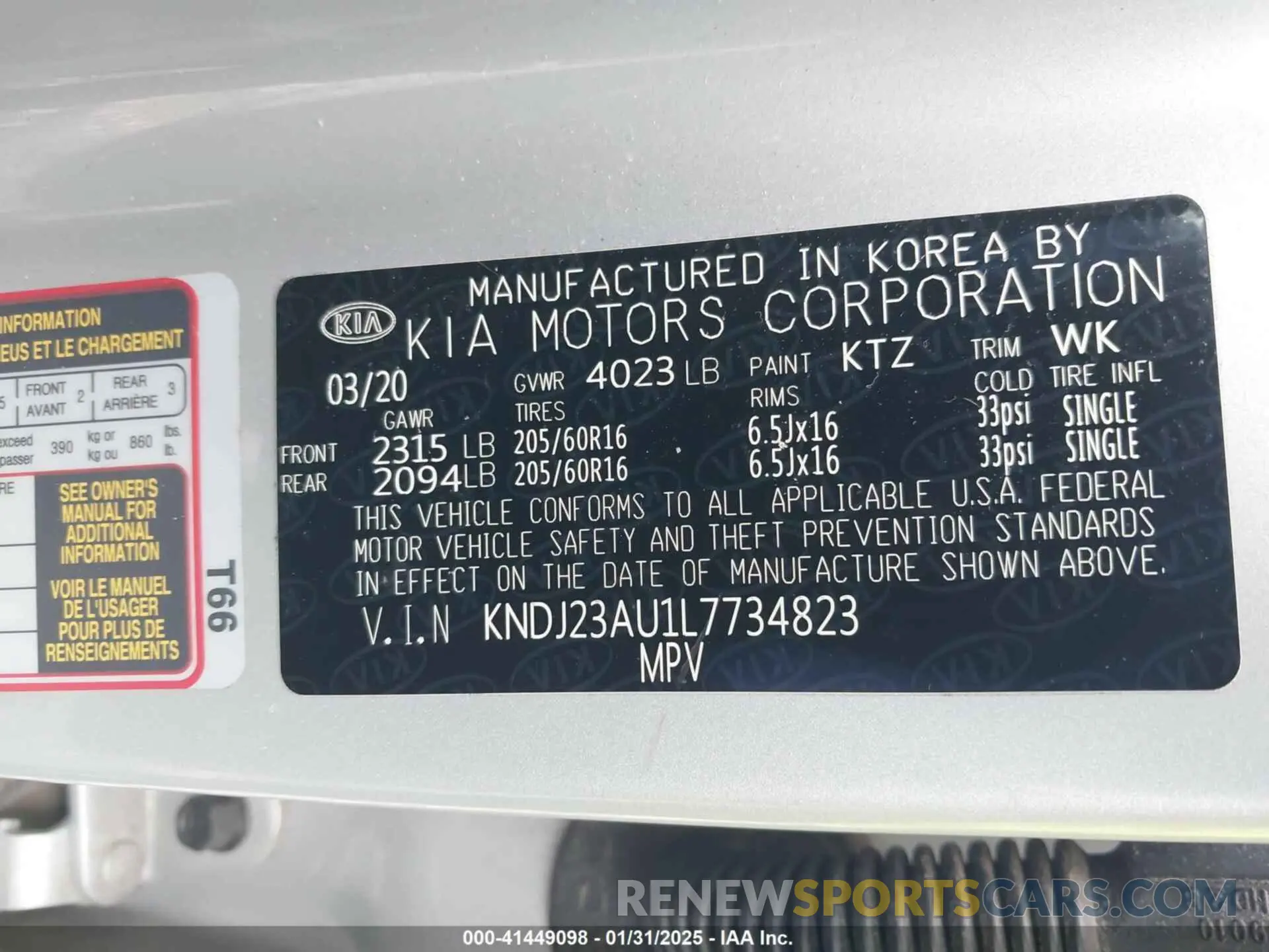 9 fotografías del automóvil dañado KNDJ23AU1L7734823 KIA SOUL 2020