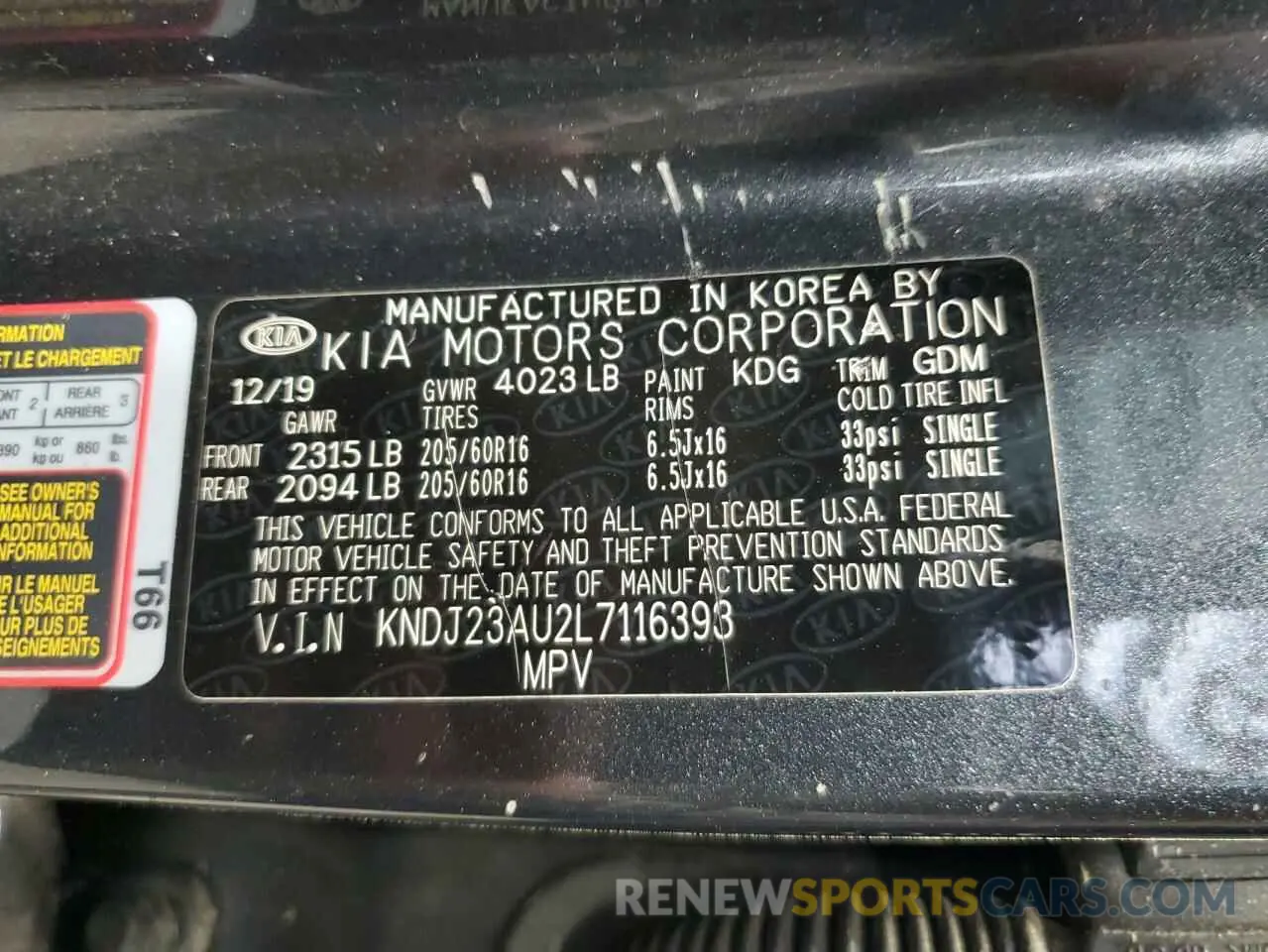 12 fotografías del automóvil dañado KNDJ23AU2L7116393 KIA SOUL 2020
