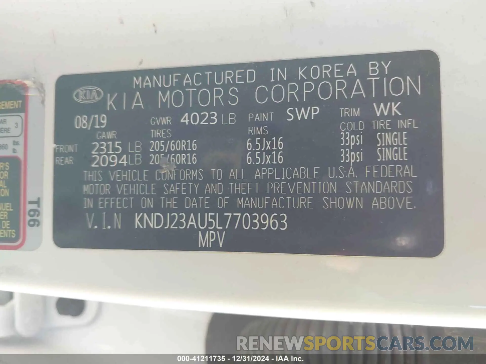 9 fotografías del automóvil dañado KNDJ23AU5L7703963 KIA SOUL 2020