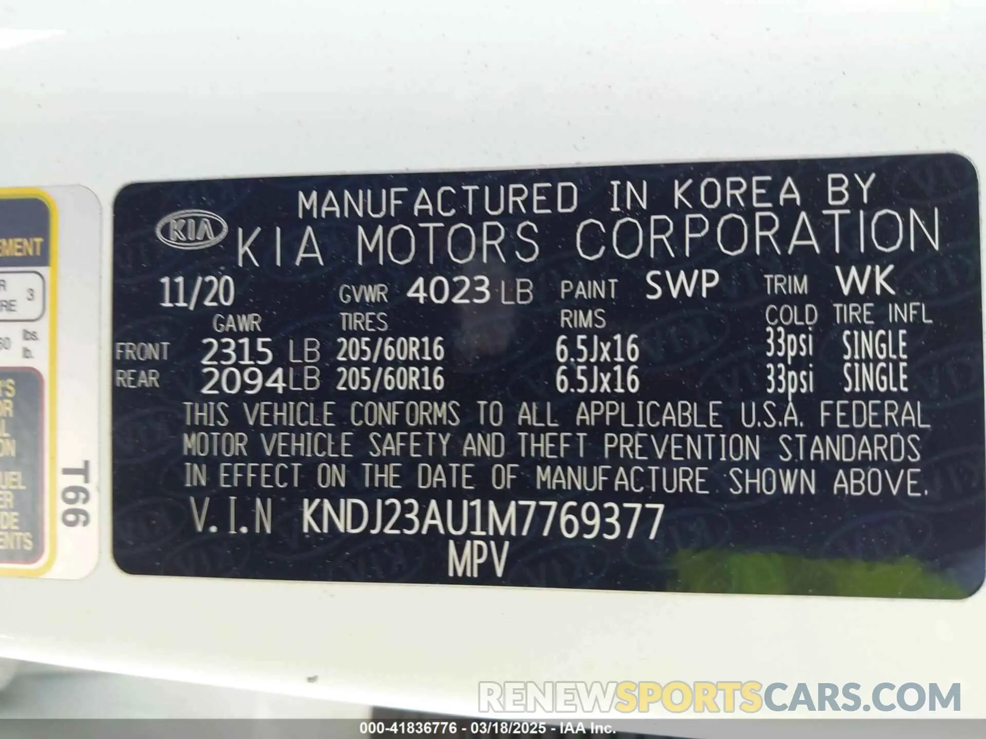 9 fotografías del automóvil dañado KNDJ23AU1M7769377 KIA SOUL 2021