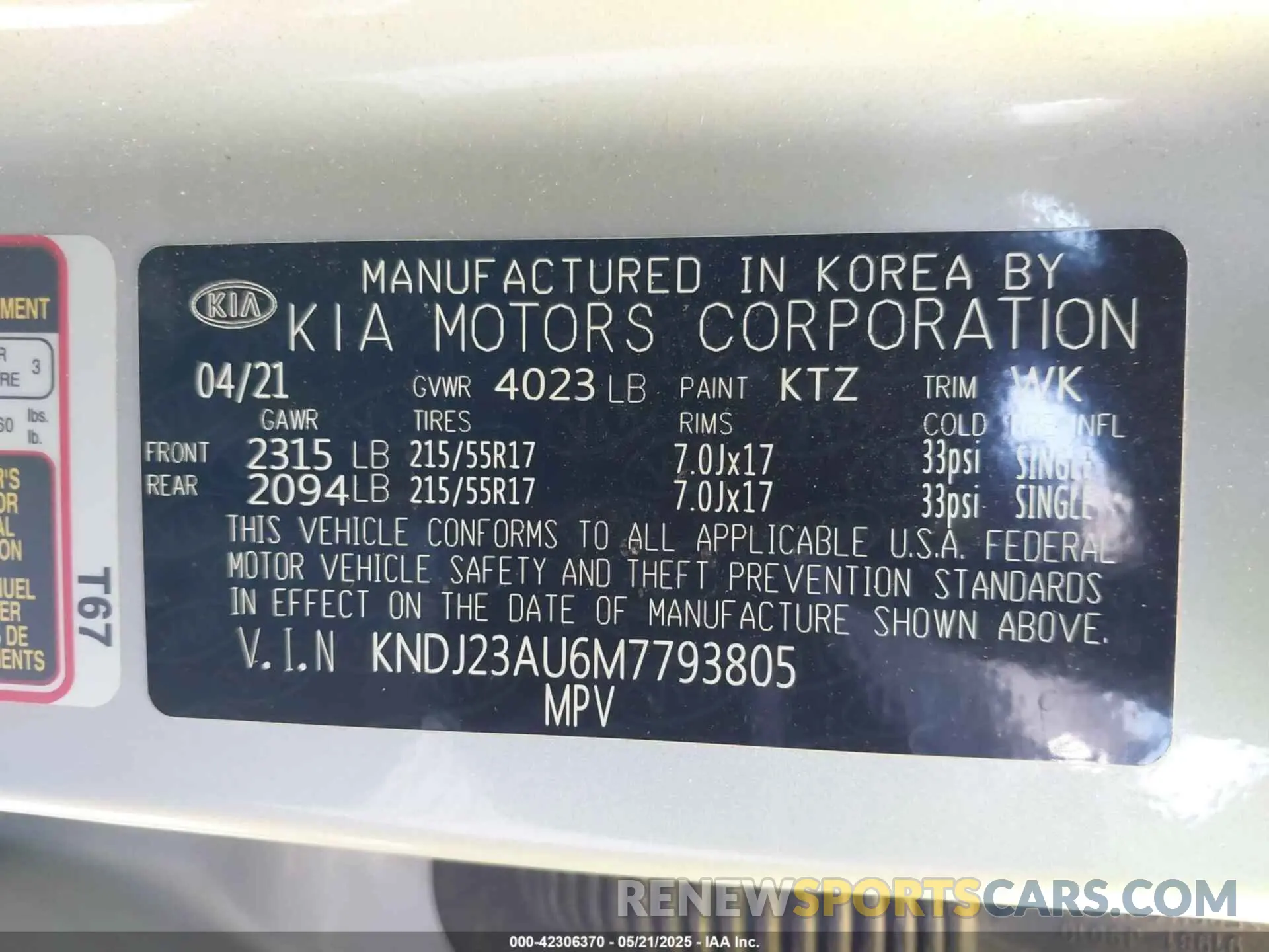 9 fotografías del automóvil dañado KNDJ23AU6M7793805 KIA SOUL 2021