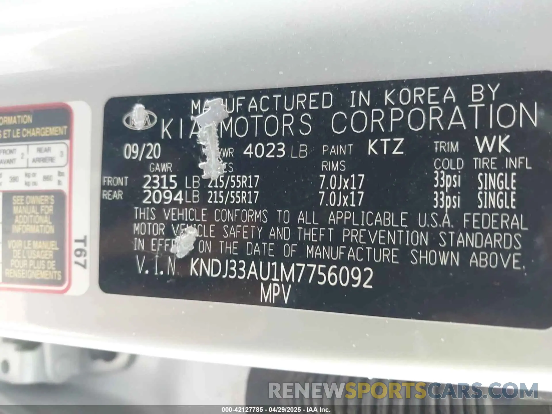 9 fotografías del automóvil dañado KNDJ33AU1M7756092 KIA SOUL 2021