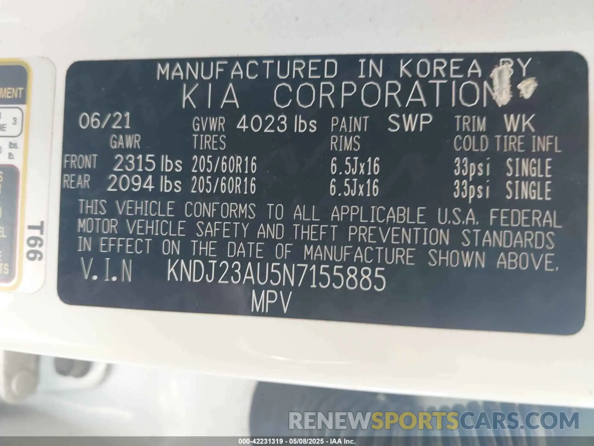 9 fotografías del automóvil dañado KNDJ23AU5N7155885 KIA SOUL 2022