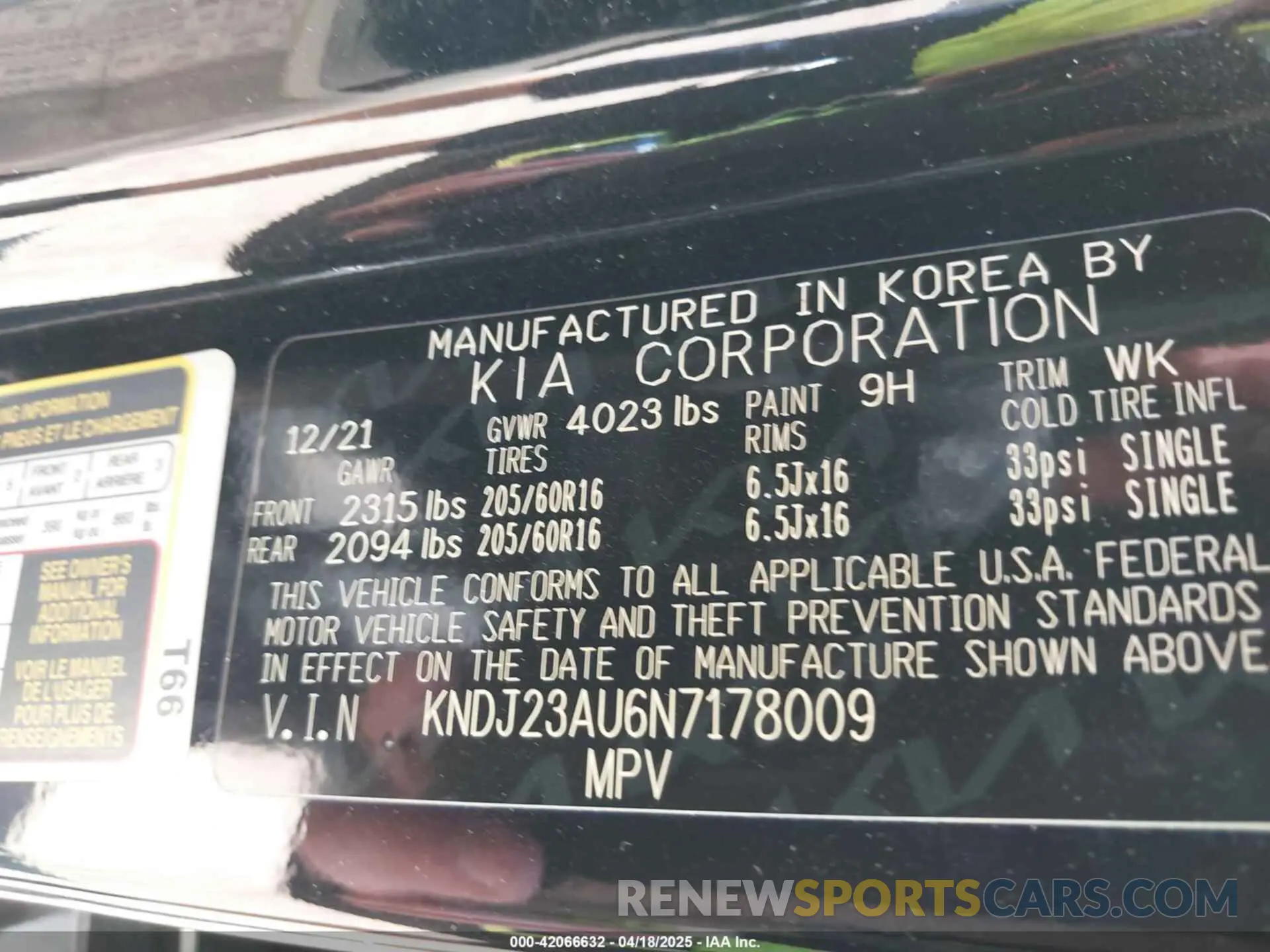9 fotografías del automóvil dañado KNDJ23AU6N7178009 KIA SOUL 2022