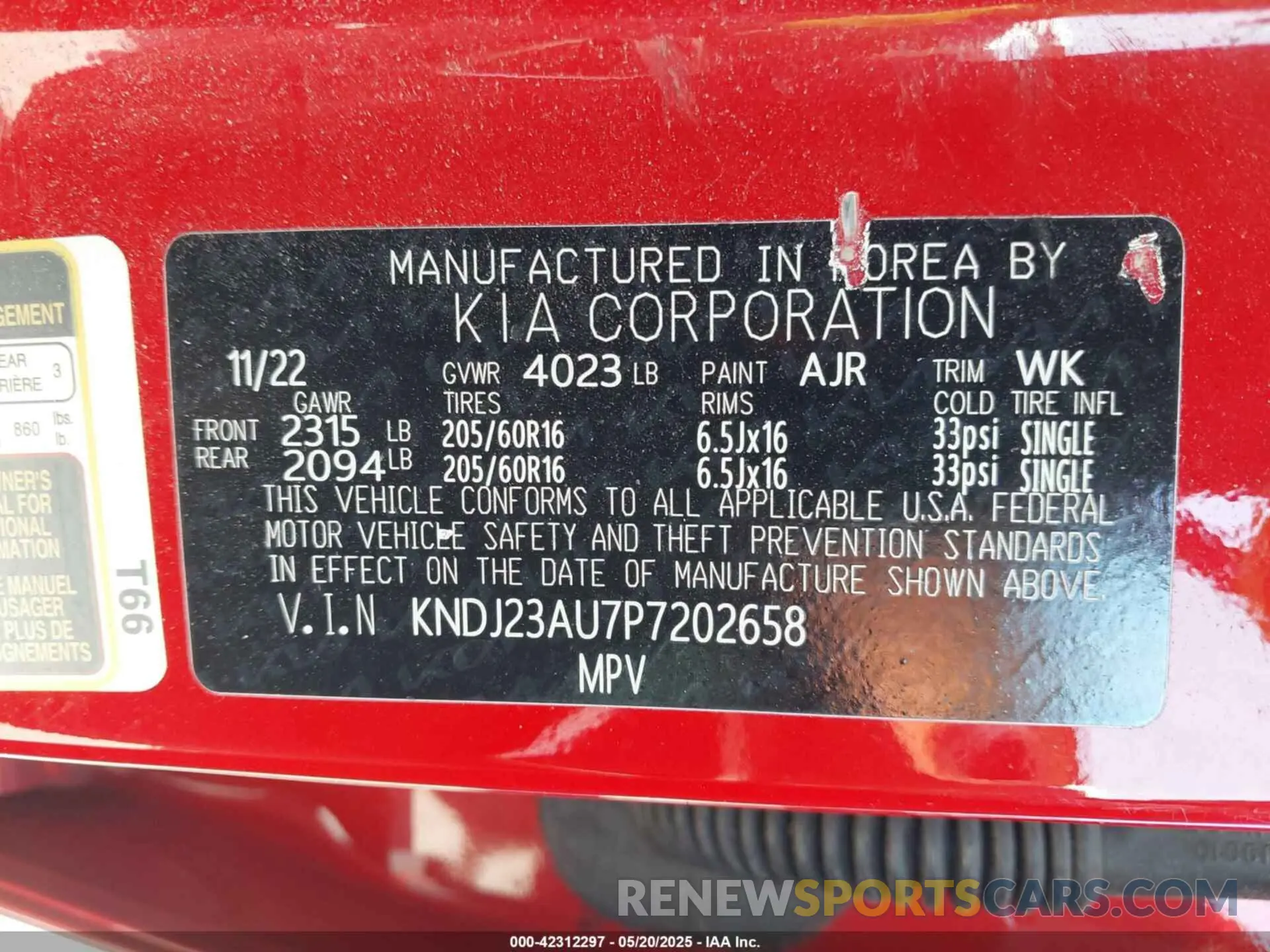 9 fotografías del automóvil dañado KNDJ23AU7P7202658 KIA SOUL 2023