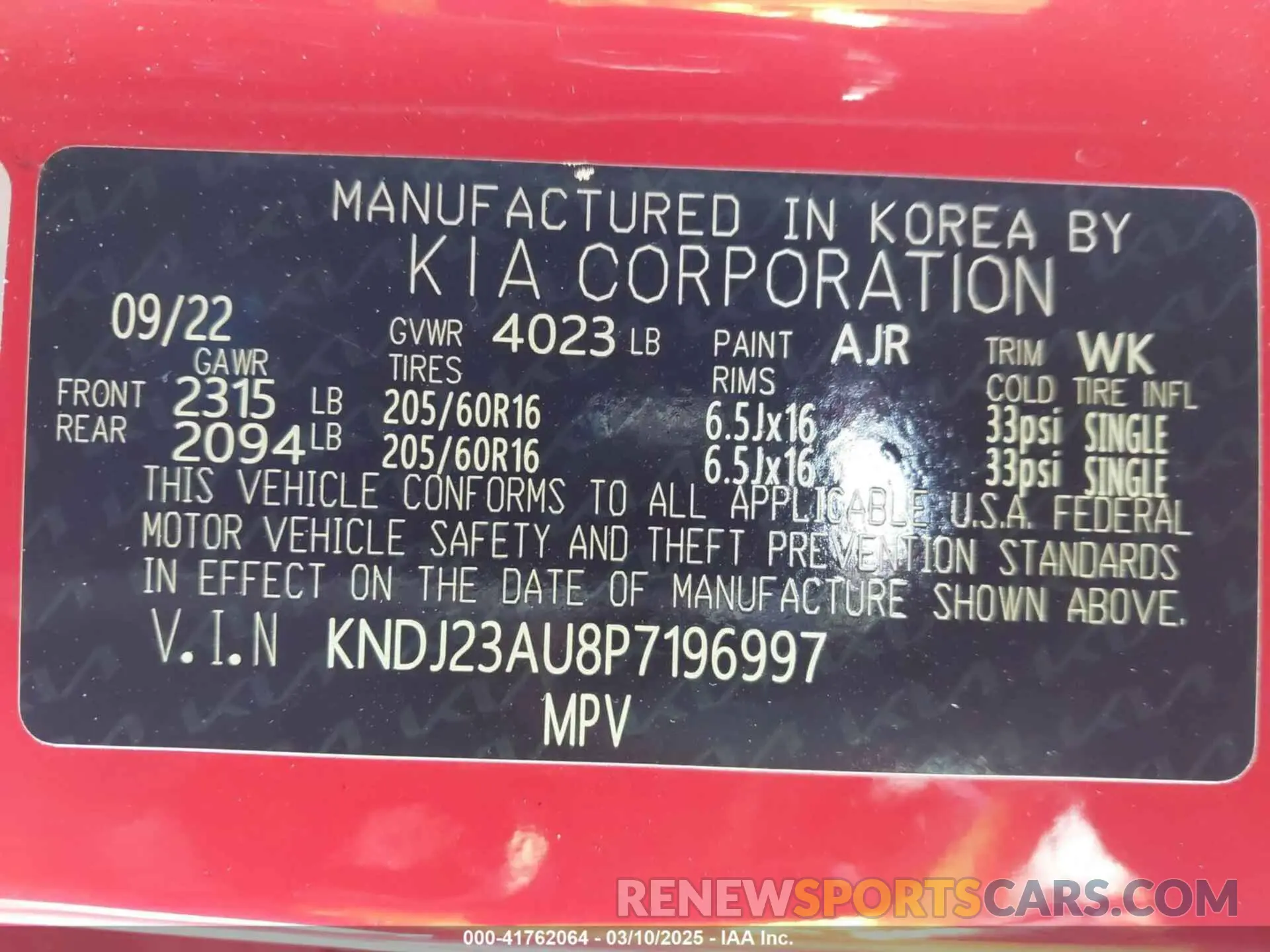 9 fotografías del automóvil dañado KNDJ23AU8P7196997 KIA SOUL 2023