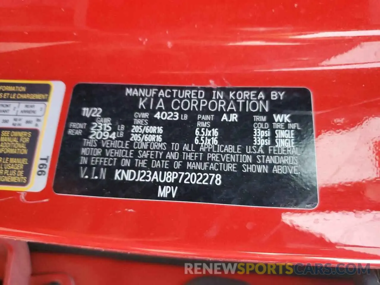 12 fotografías del automóvil dañado KNDJ23AU8P7202278 KIA SOUL 2023