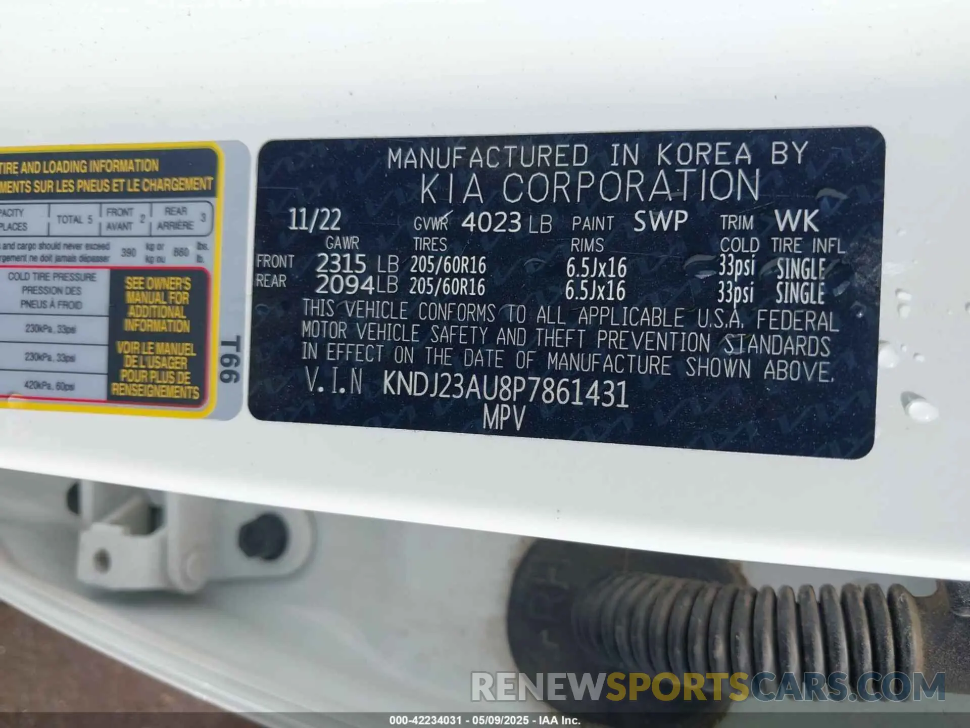 9 fotografías del automóvil dañado KNDJ23AU8P7861431 KIA SOUL 2023