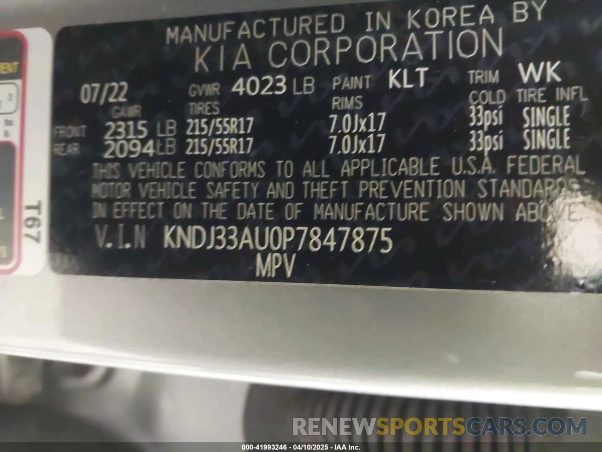 9 fotografías del automóvil dañado KNDJ33AU0P7847875 KIA SOUL 2023