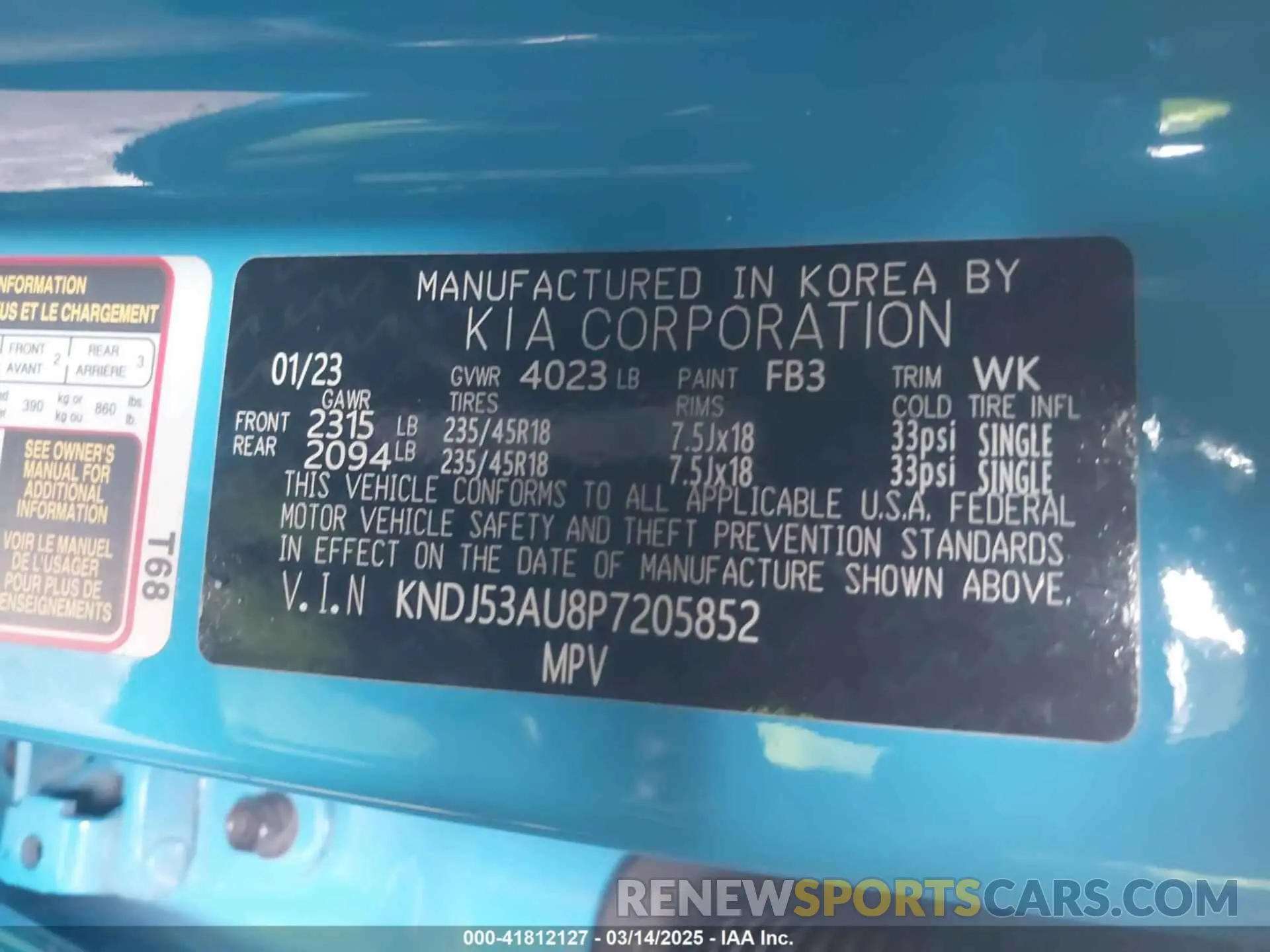 9 fotografías del automóvil dañado KNDJ53AU8P7205852 KIA SOUL 2023