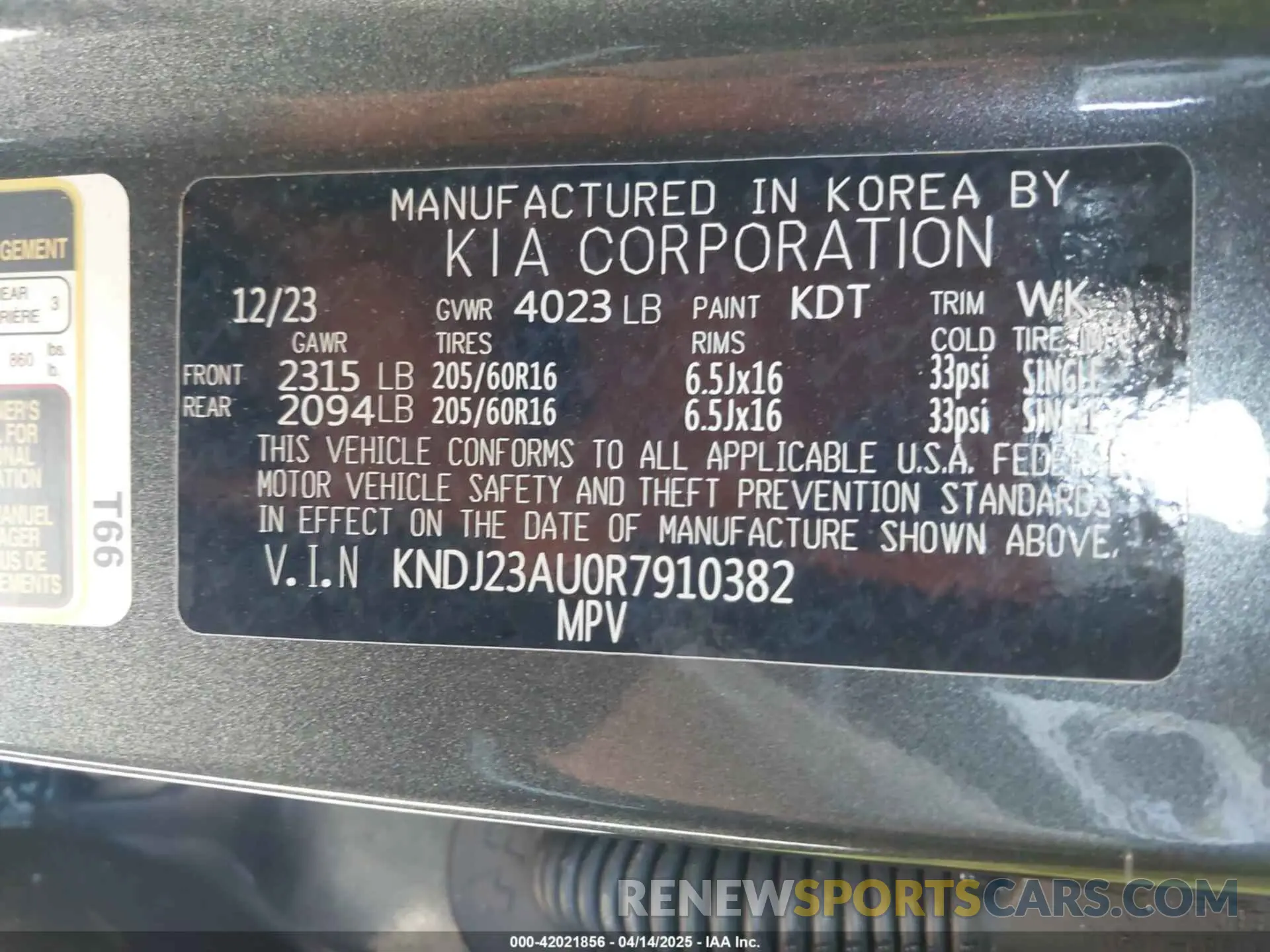 9 fotografías del automóvil dañado KNDJ23AU0R7910382 KIA SOUL 2024