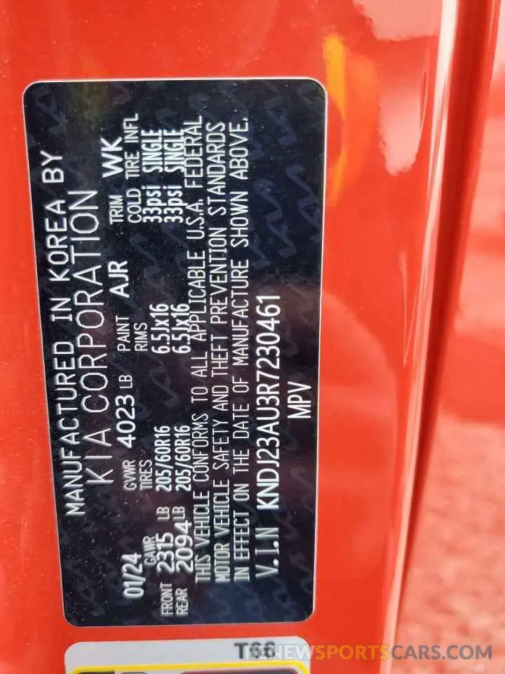14 fotografías del automóvil dañado KNDJ23AU3R7230461 KIA SOUL 2024