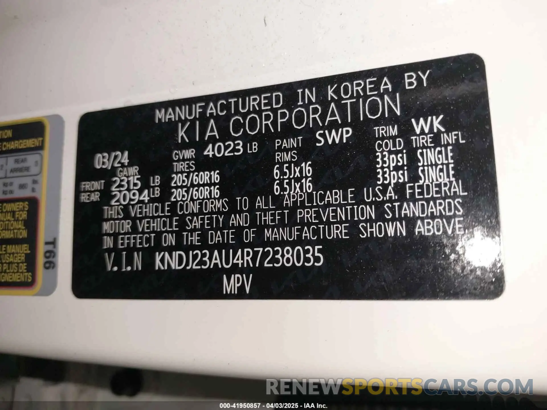 9 fotografías del automóvil dañado KNDJ23AU4R7238035 KIA SOUL 2024