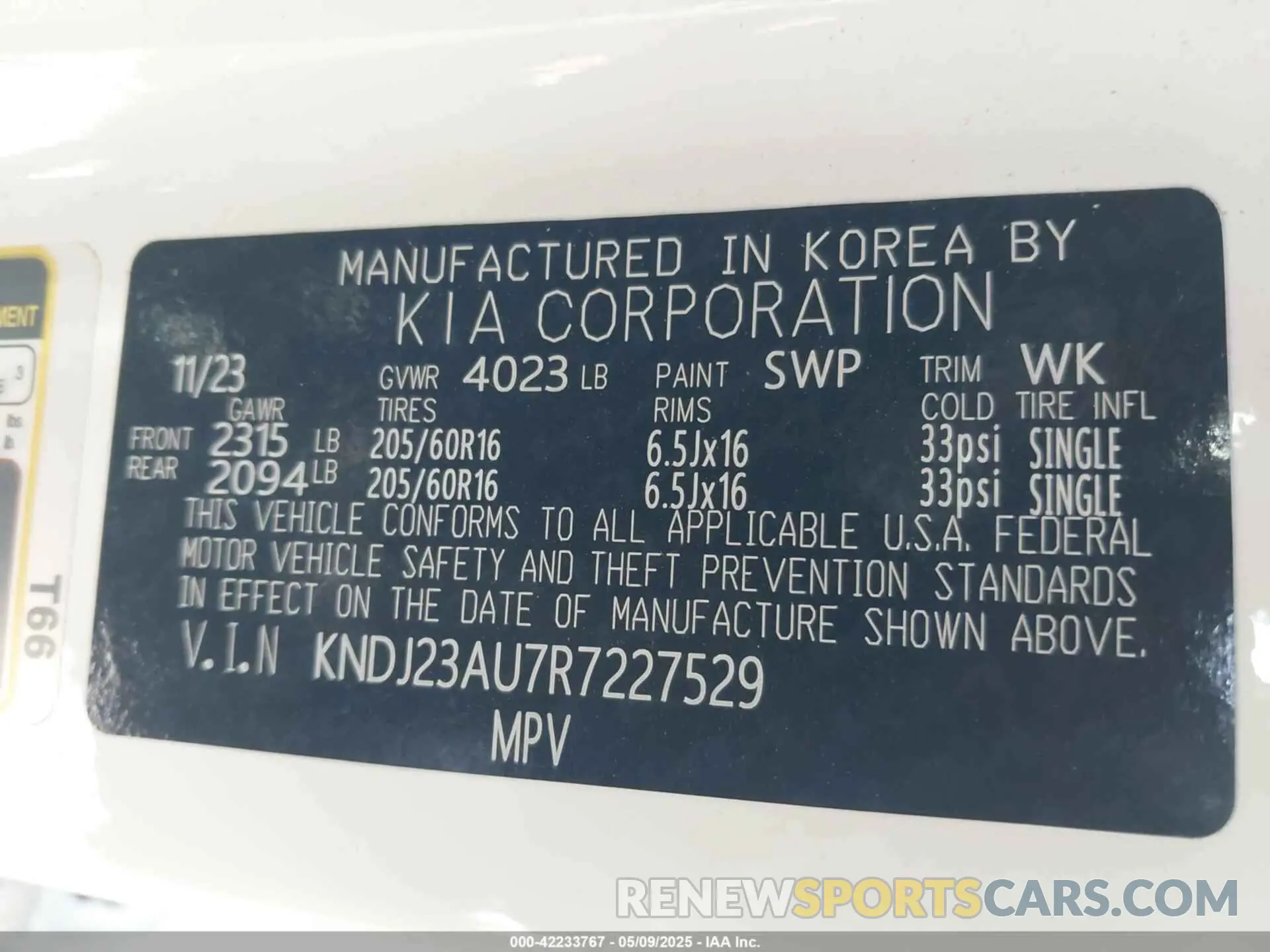 9 fotografías del automóvil dañado KNDJ23AU7R7227529 KIA SOUL 2024